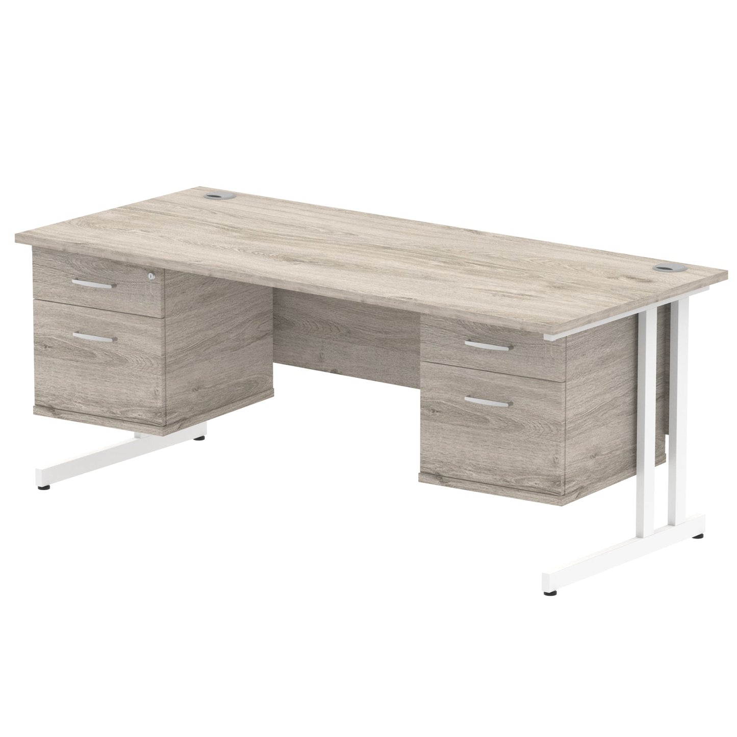 Impulse 1800mm Cantilever Straight Desk With Two Fixed Pedestal - Ergometric