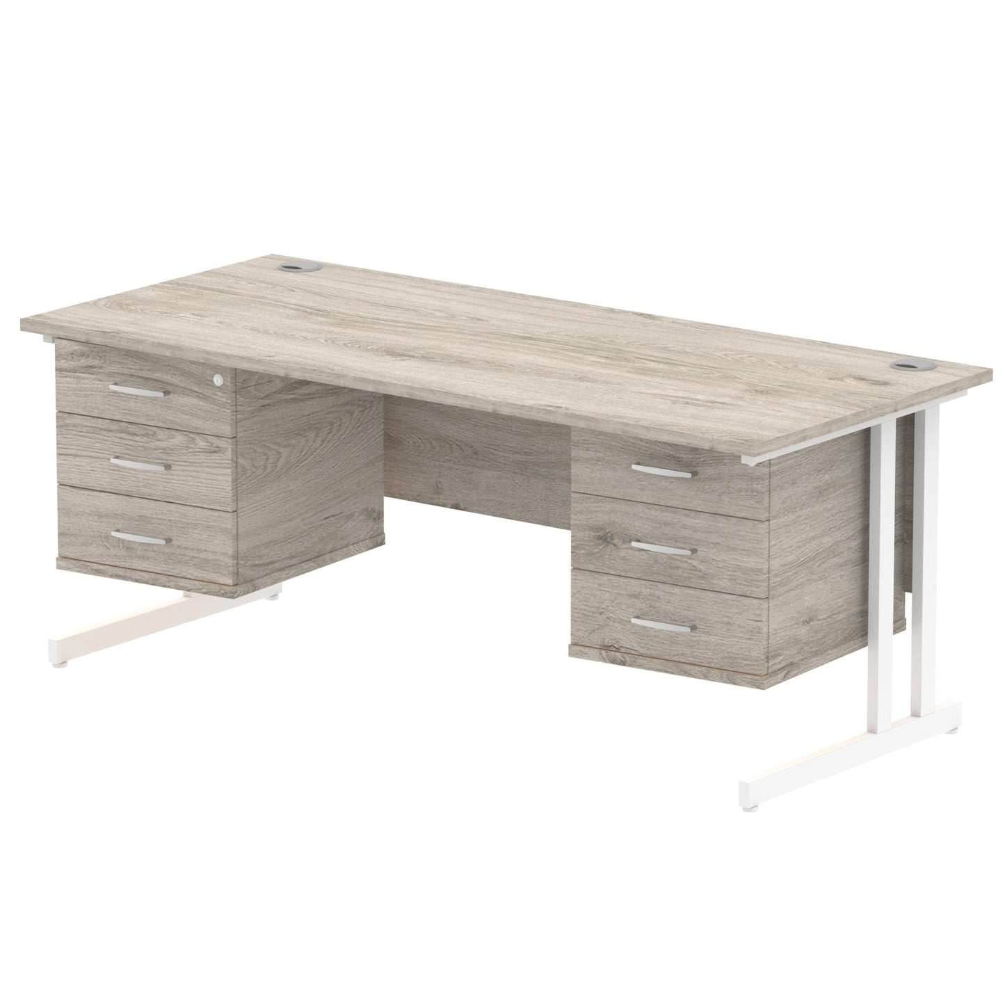 Impulse 1800mm Cantilever Straight Desk With Two Fixed Pedestal - Ergometric