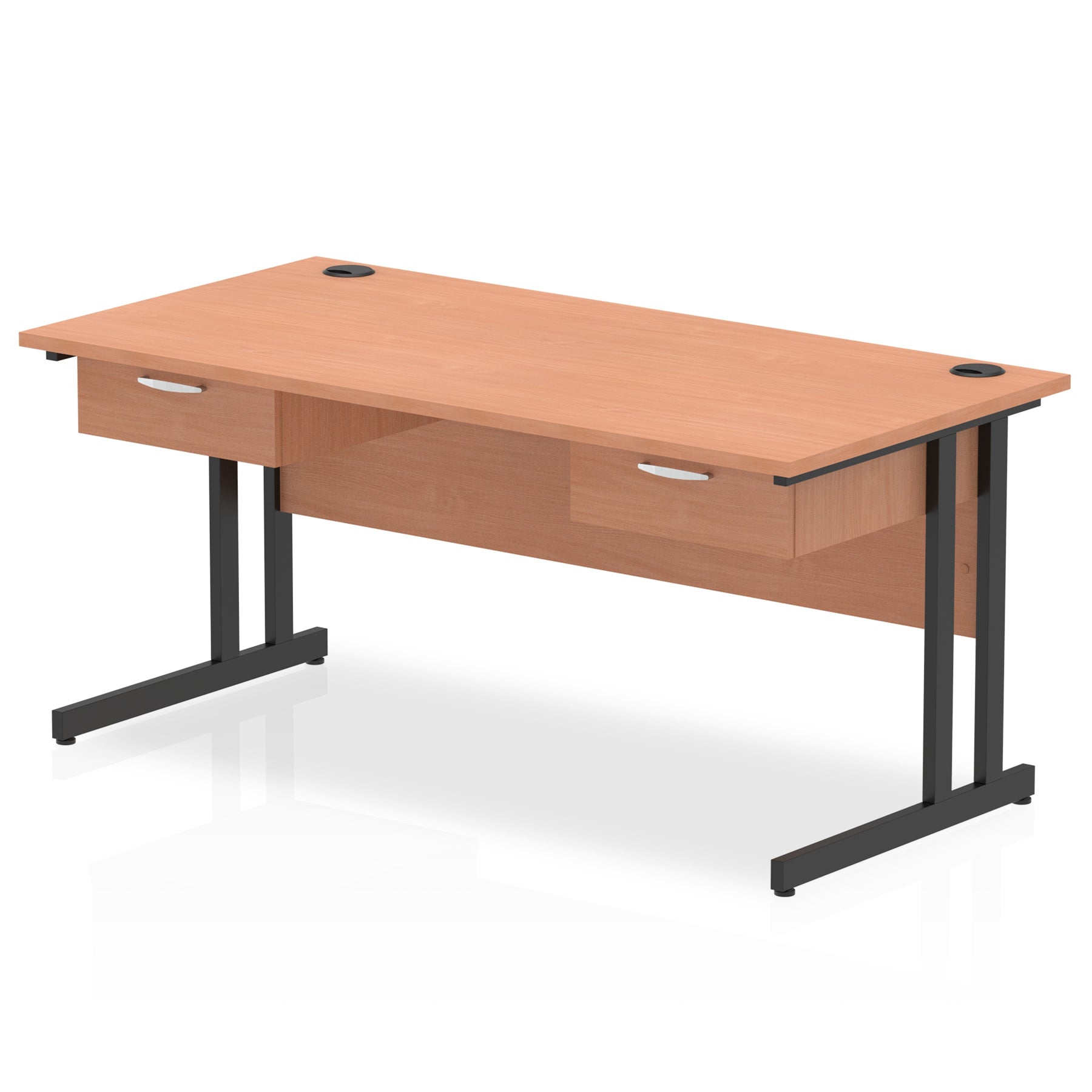 Impulse Cantilever Straight Desk Black Frame With Two One Drawer Fixed Pedestals - Ergometric