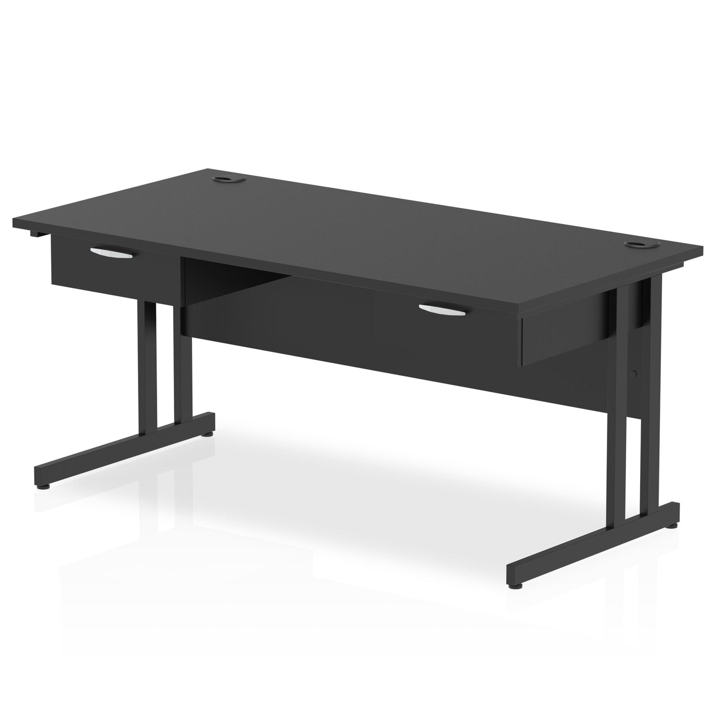 Impulse Cantilever Straight Desk Black Frame With Two One Drawer Fixed Pedestals - Ergometric