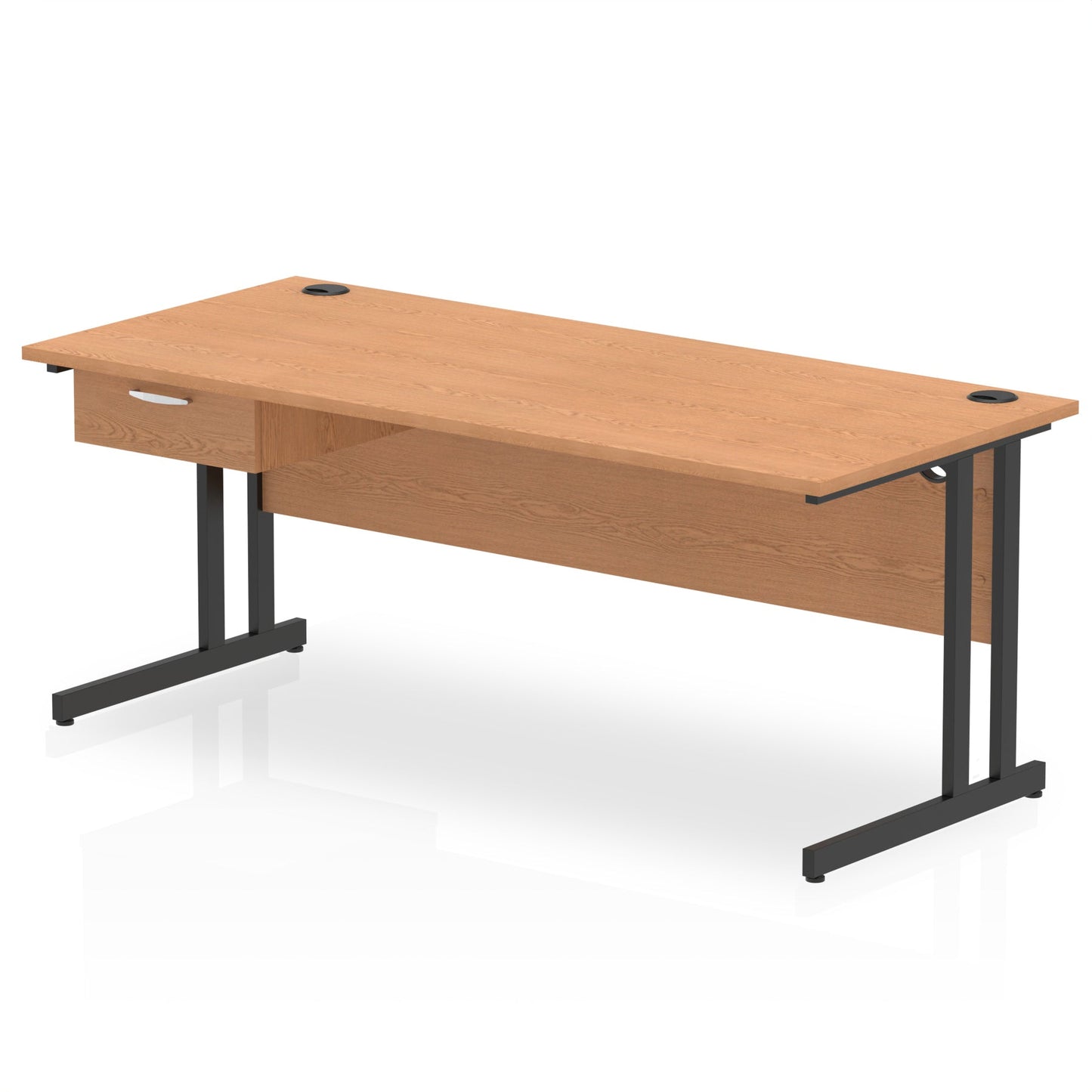 Impulse Cantilever Straight Desk Black Frame With Single One Drawer Fixed Pedestal - Ergometric