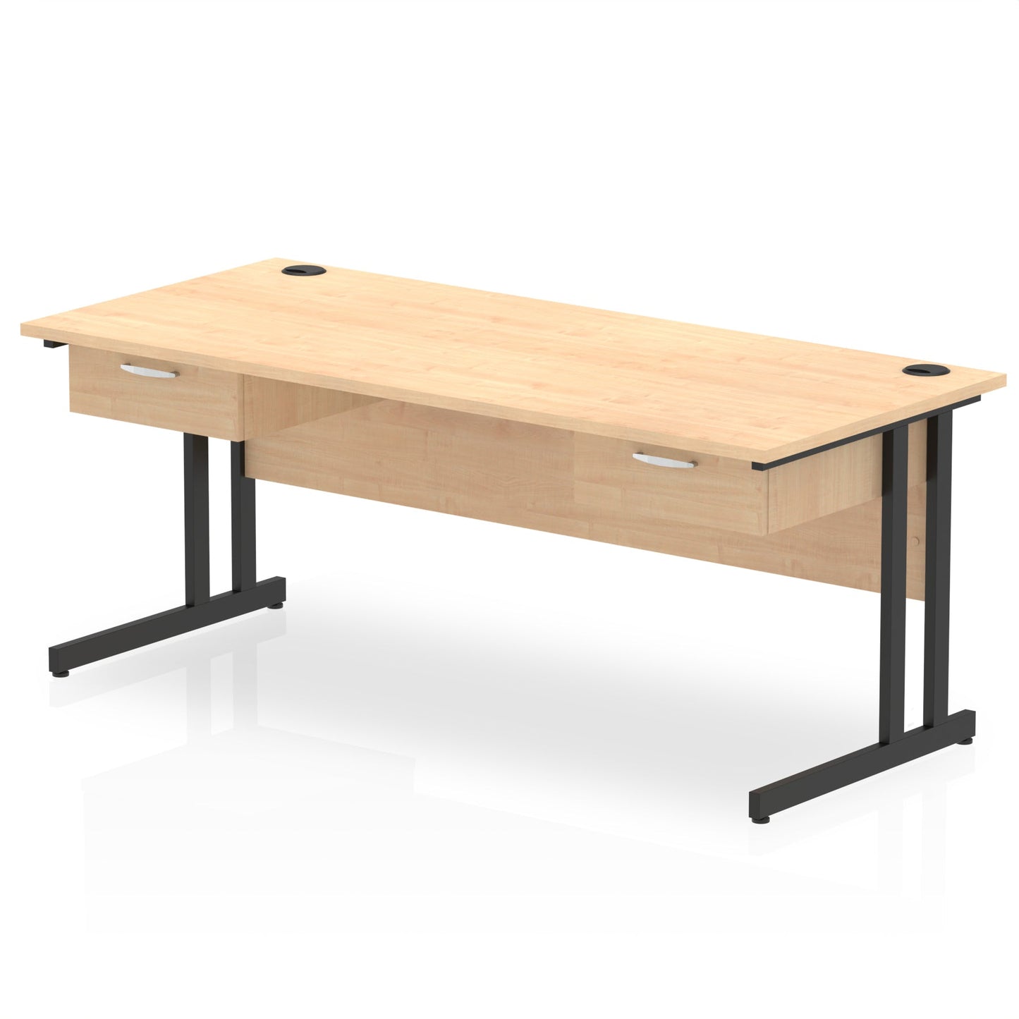 Impulse Cantilever Straight Desk Black Frame With Two One Drawer Fixed Pedestals - Ergometric