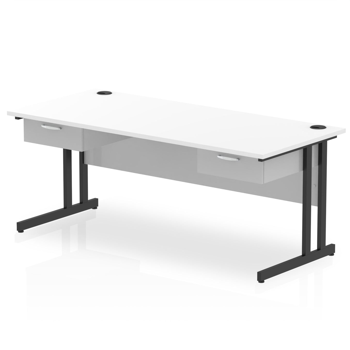 Impulse Cantilever Straight Desk Black Frame With Two One Drawer Fixed Pedestals - Ergometric