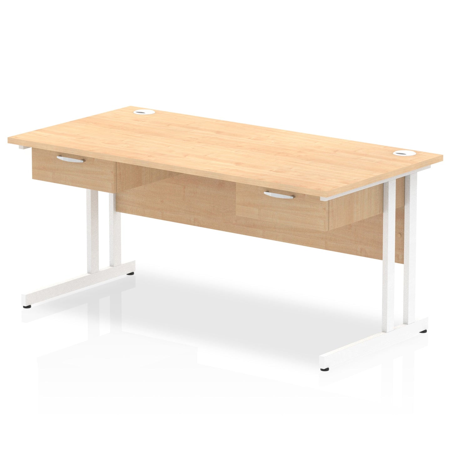 Impulse Cantilever Straight Desk White Frame With Two One Drawer Fixed Pedestals - Ergometric