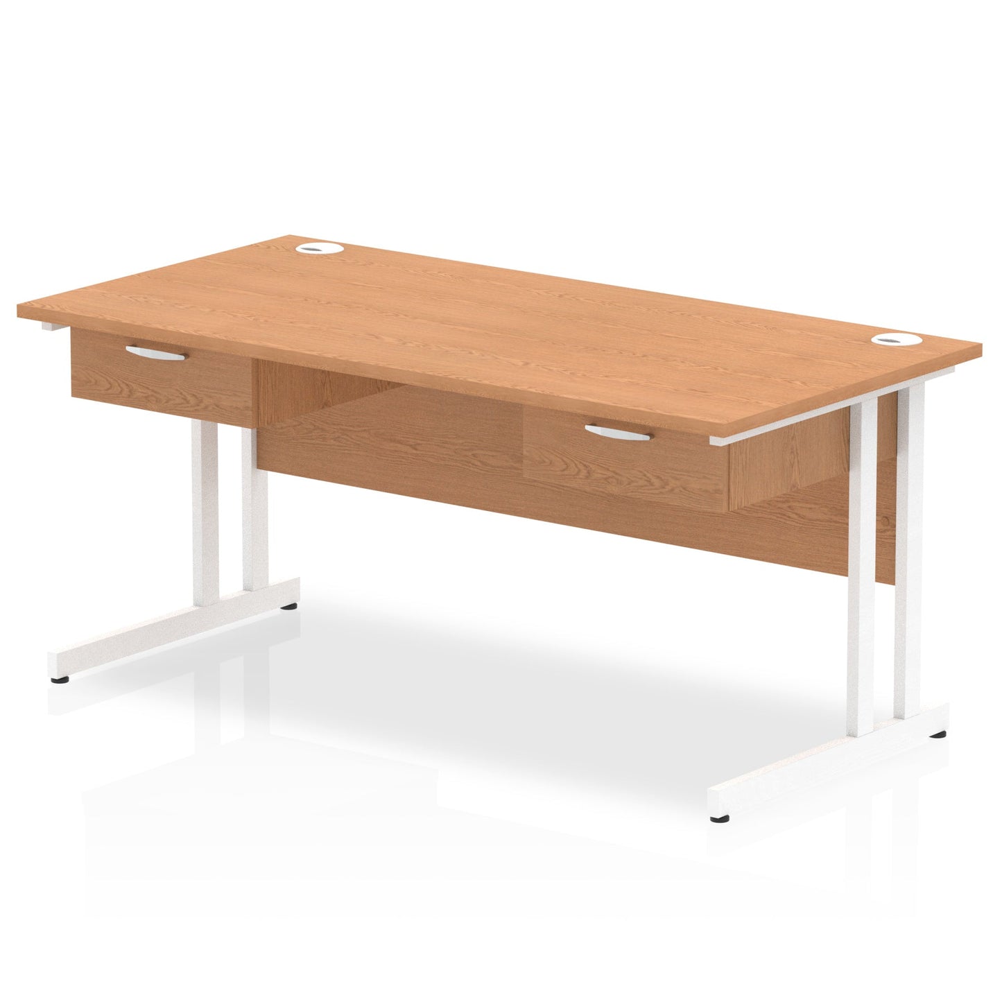 Impulse Cantilever Straight Desk White Frame With Two One Drawer Fixed Pedestals - Ergometric