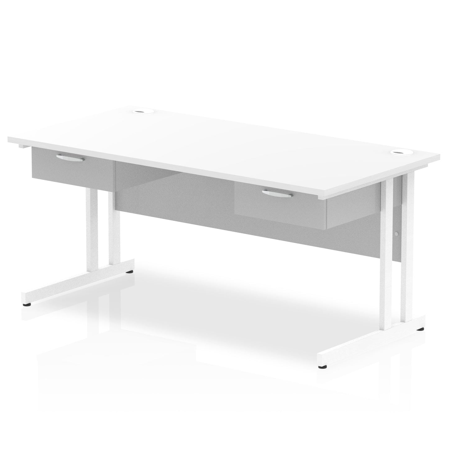 Impulse Cantilever Straight Desk White Frame With Two One Drawer Fixed Pedestals - Ergometric