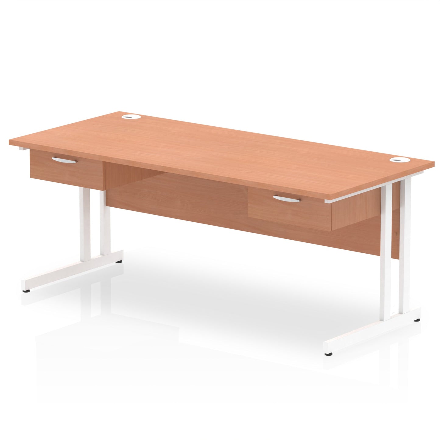 Impulse Cantilever Straight Desk White Frame With Two One Drawer Fixed Pedestals - Ergometric