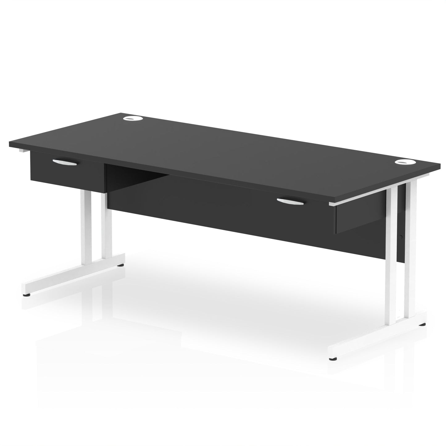 Impulse Cantilever Straight Desk White Frame With Two One Drawer Fixed Pedestals - Ergometric