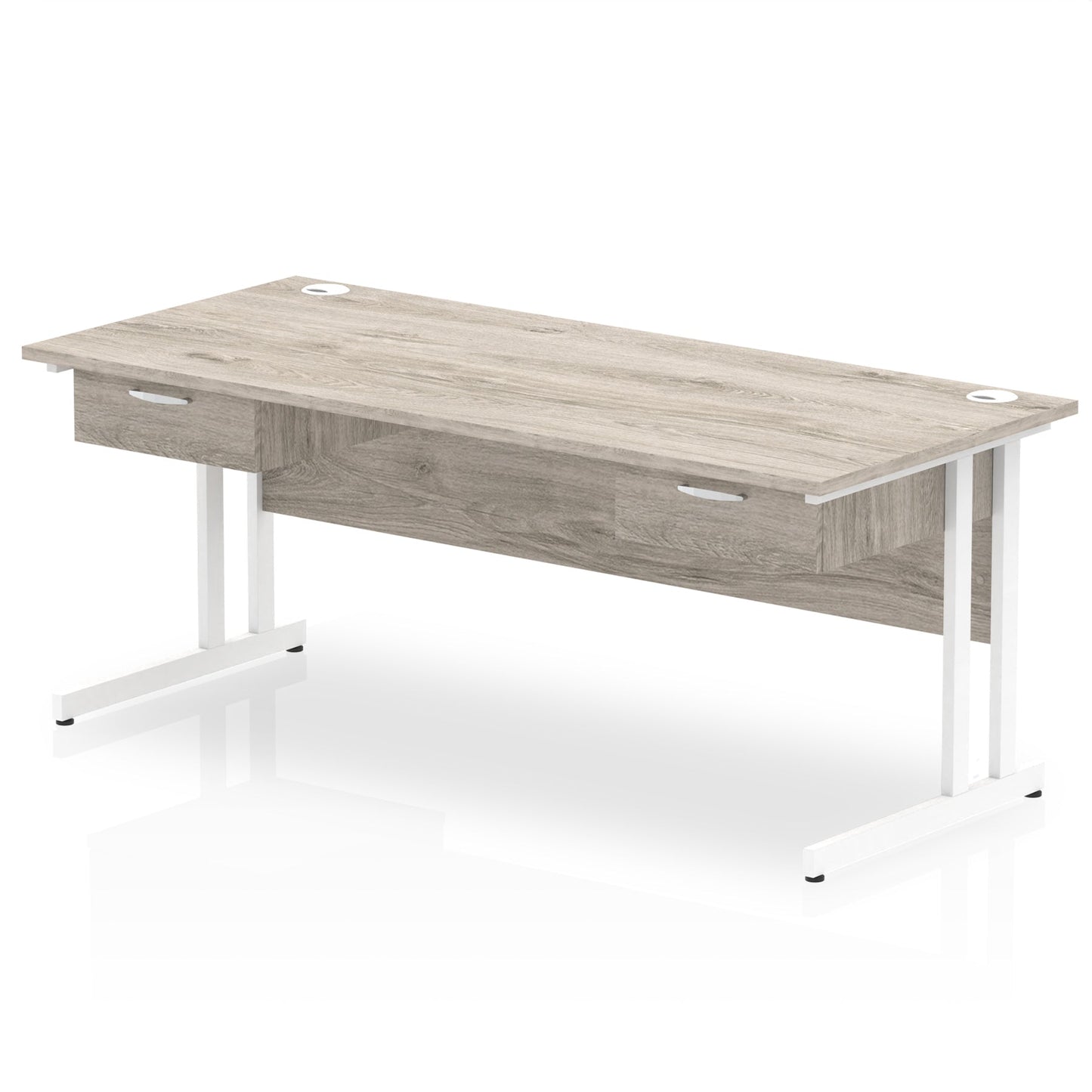 Impulse Cantilever Straight Desk White Frame With Two One Drawer Fixed Pedestals - Ergometric