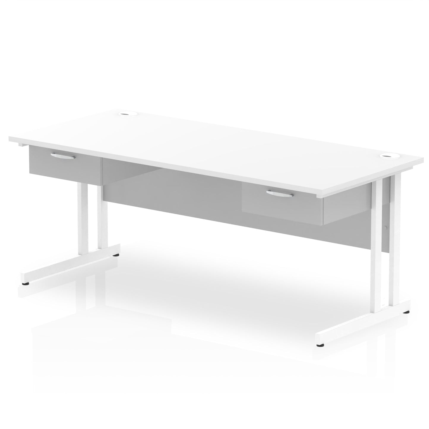 Impulse Cantilever Straight Desk White Frame With Two One Drawer Fixed Pedestals - Ergometric