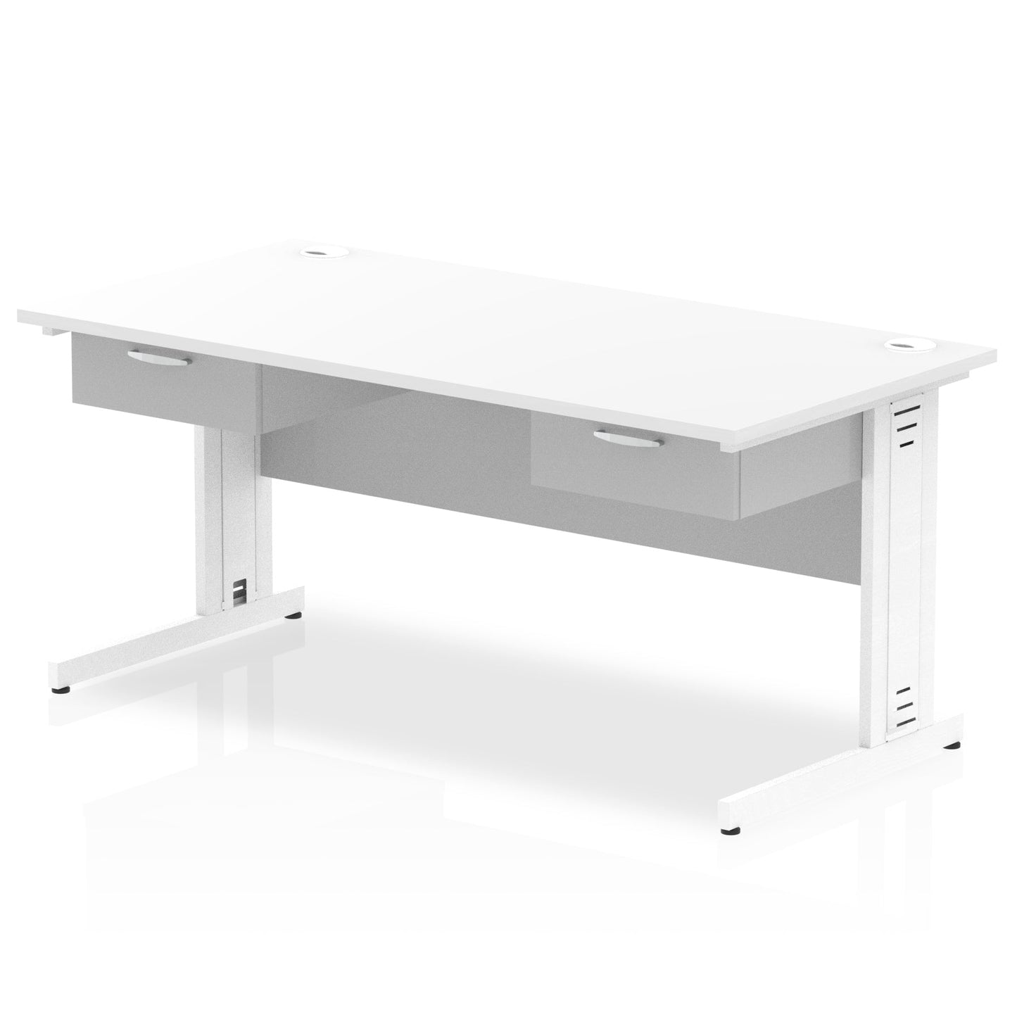 Impulse Cable Managed Straight Desk White Frame With Two One Drawer Fixed Pedestals - Ergometric