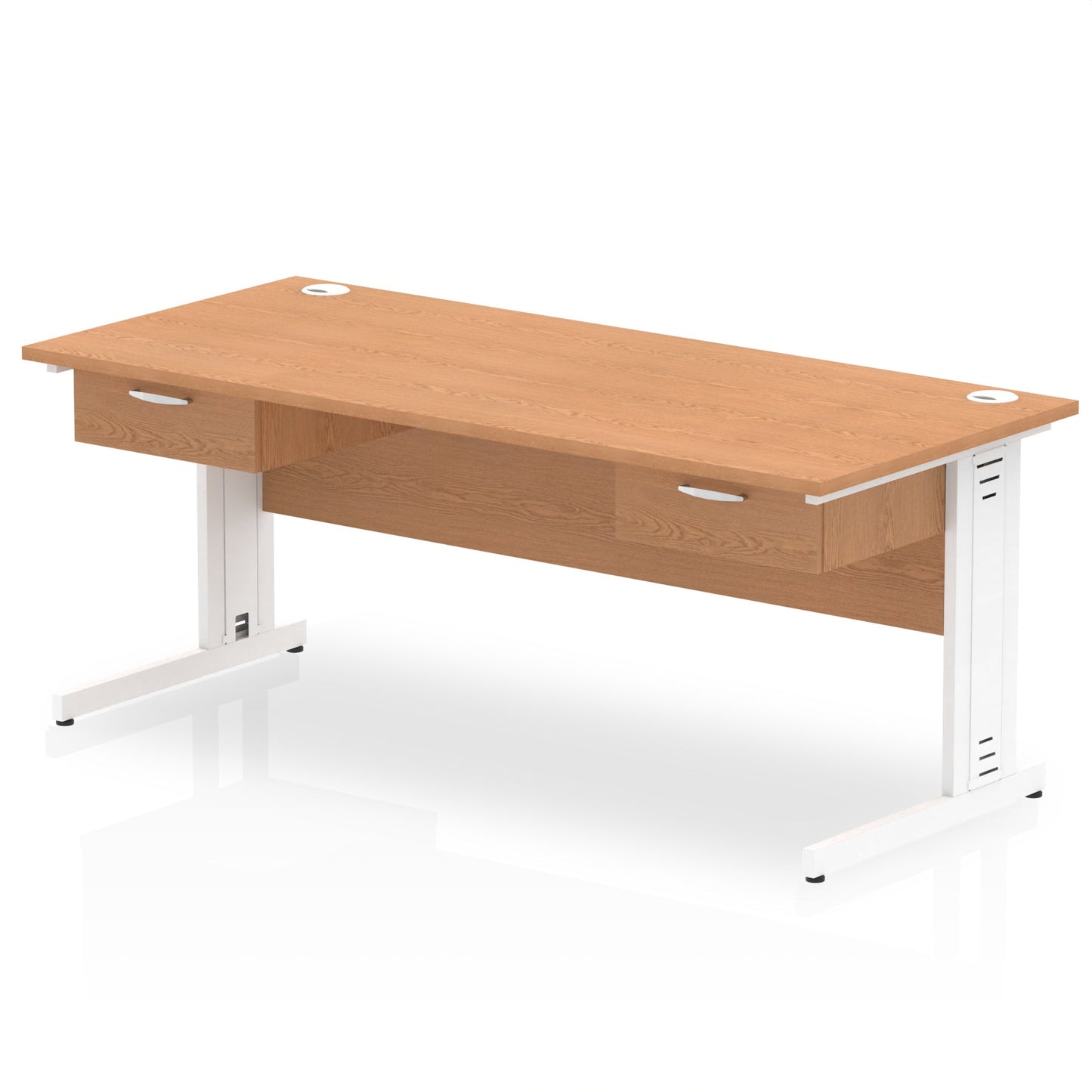 Impulse Cable Managed Straight Desk White Frame With Two One Drawer Fixed Pedestals - Ergometric