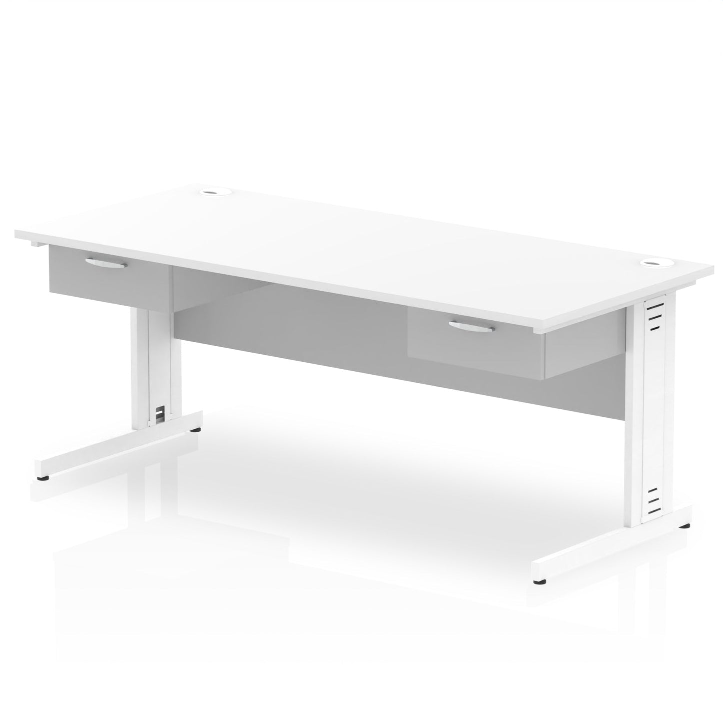 Impulse Cable Managed Straight Desk White Frame With Two One Drawer Fixed Pedestals - Ergometric