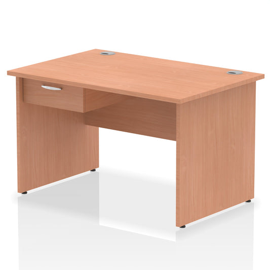 Impulse Panel End Straight Desk Frame With Single One Drawer Fixed Pedestal - Ergometric