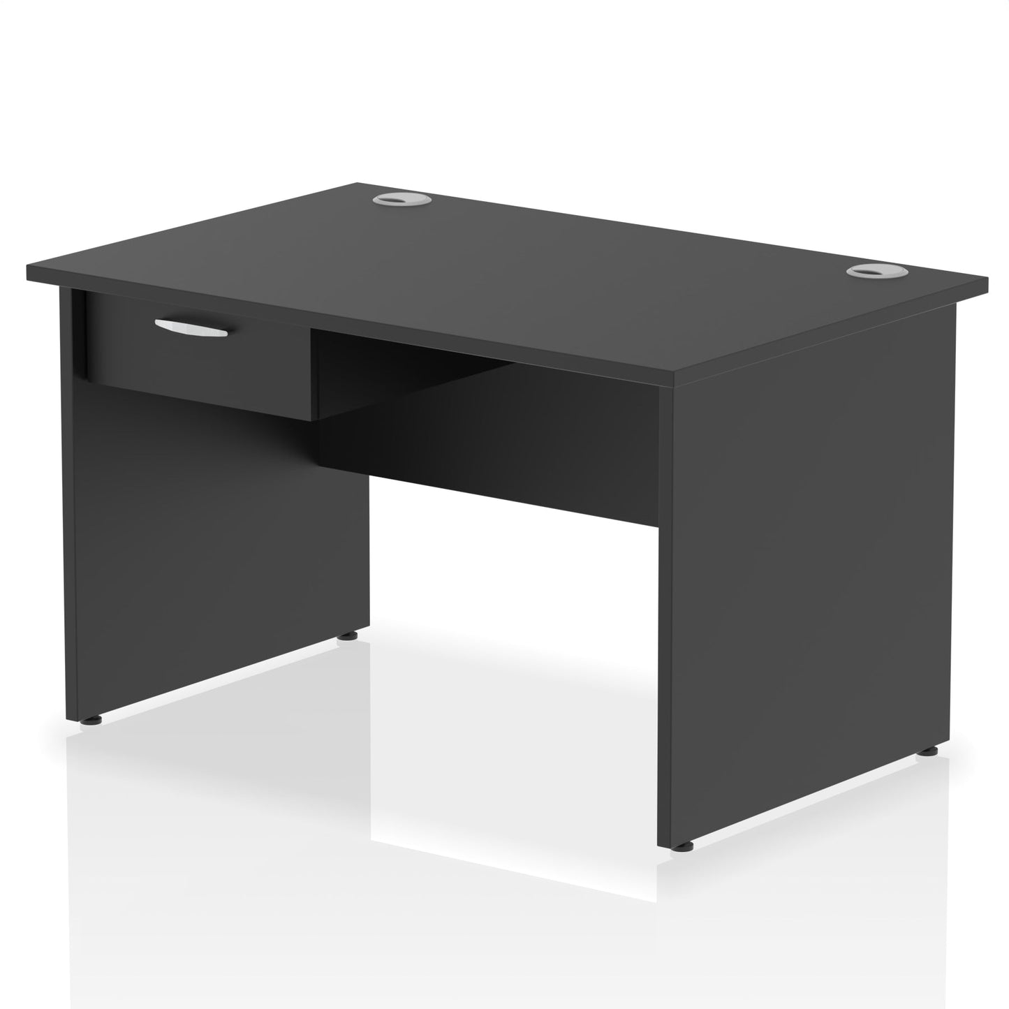 Impulse Panel End Straight Desk Frame With Single One Drawer Fixed Pedestal - Ergometric