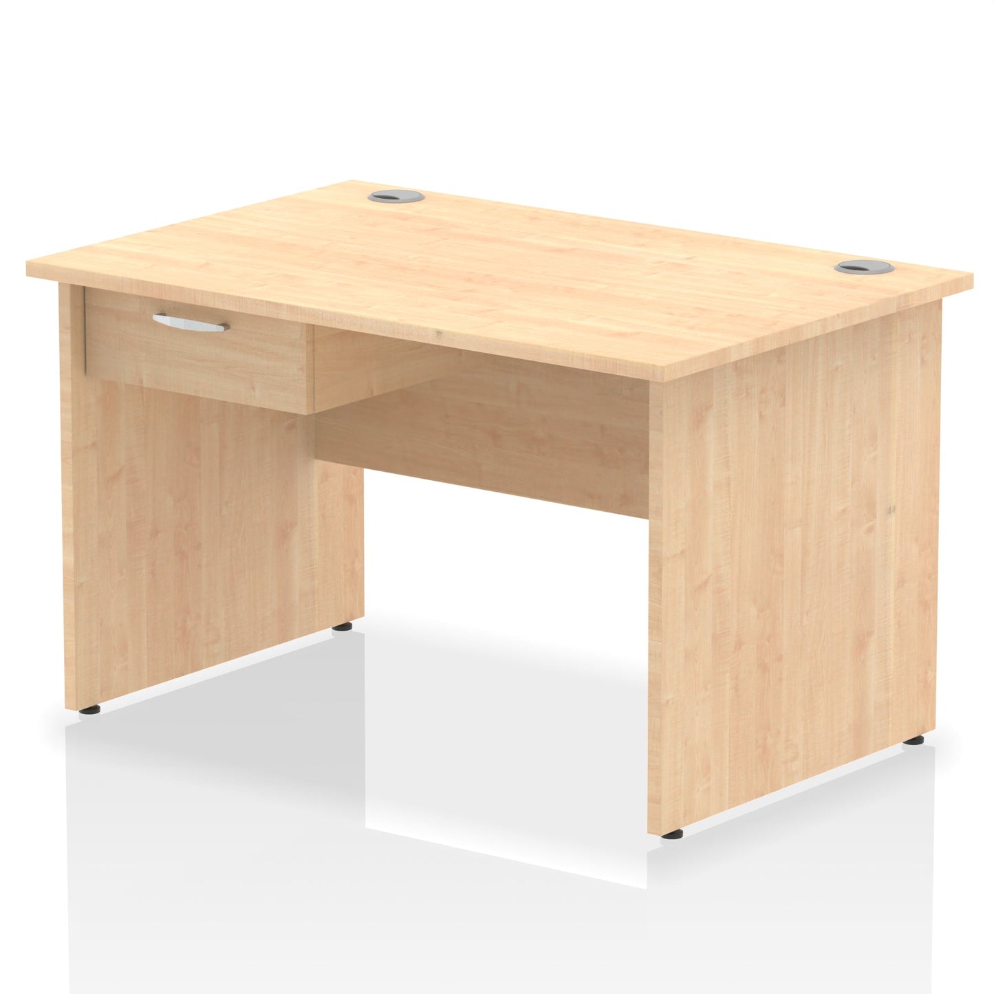 Impulse Panel End Straight Desk Frame With Single One Drawer Fixed Pedestal - Ergometric