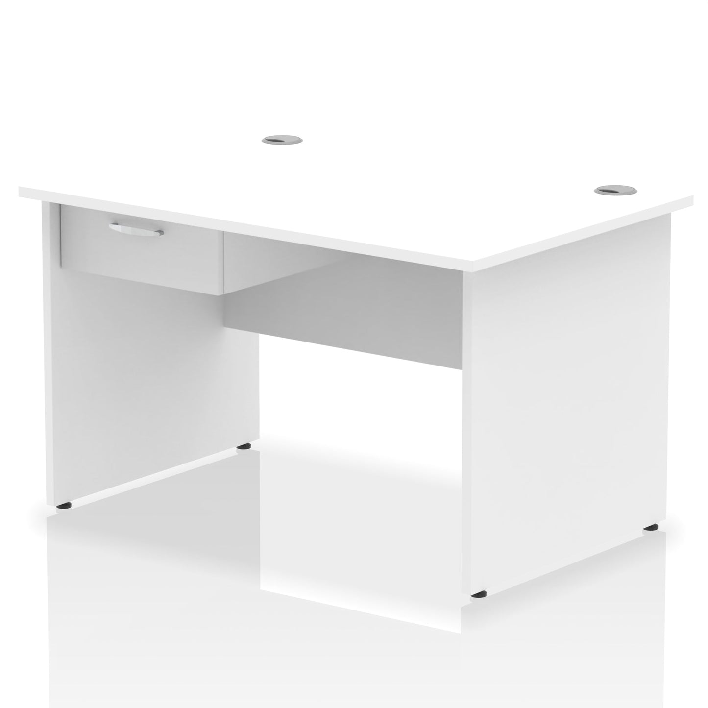 Impulse Panel End Straight Desk Frame With Single One Drawer Fixed Pedestal - Ergometric