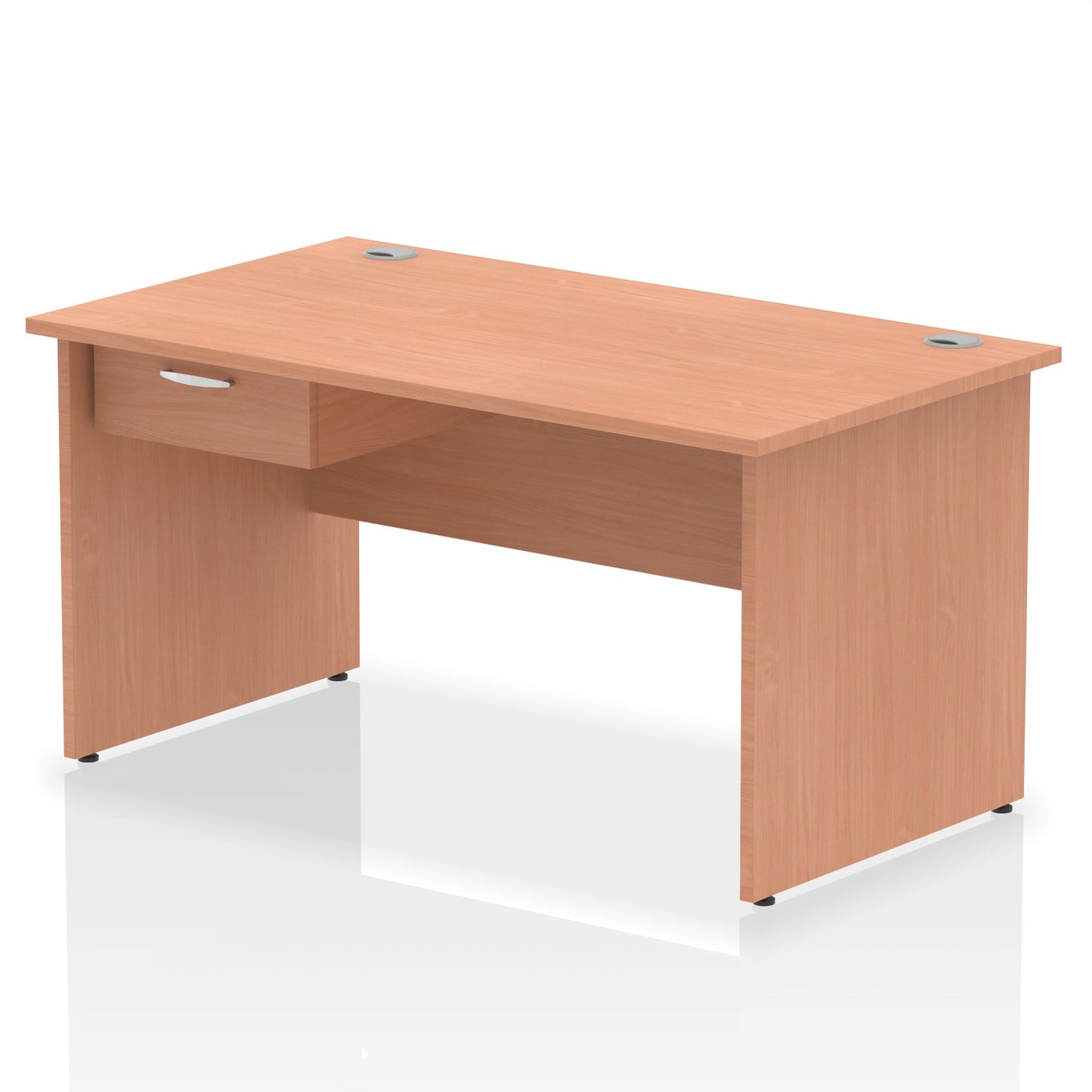 Impulse Panel End Straight Desk Frame With Single One Drawer Fixed Pedestal - Ergometric