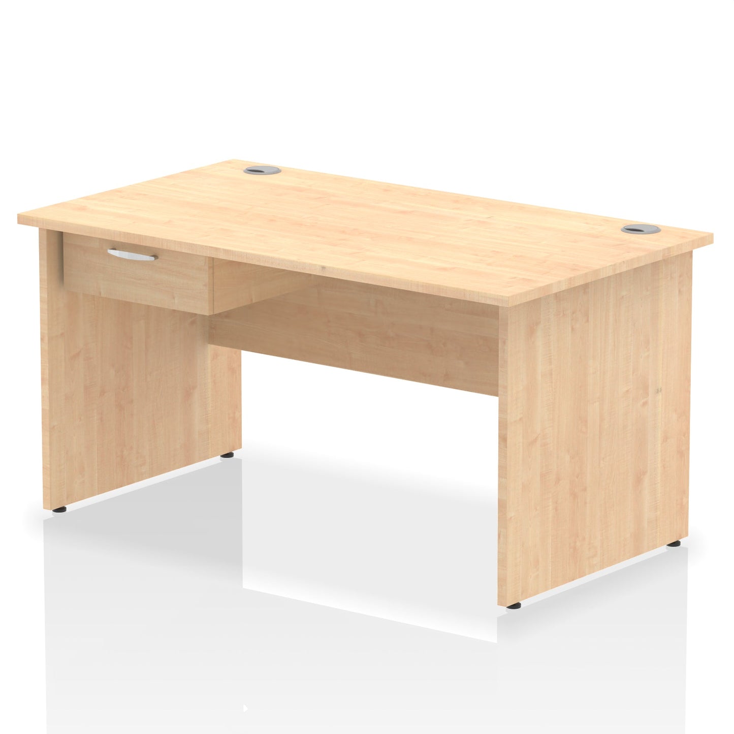 Impulse Panel End Straight Desk Frame With Single One Drawer Fixed Pedestal - Ergometric