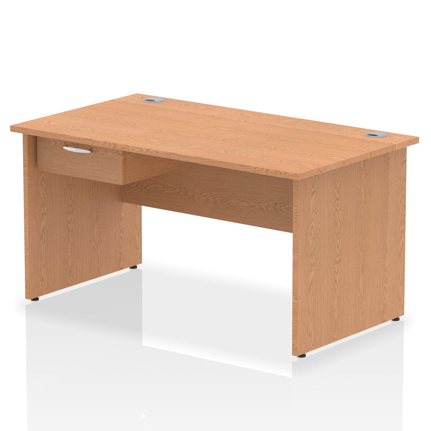 Impulse Panel End Straight Desk Frame With Single One Drawer Fixed Pedestal - Ergometric