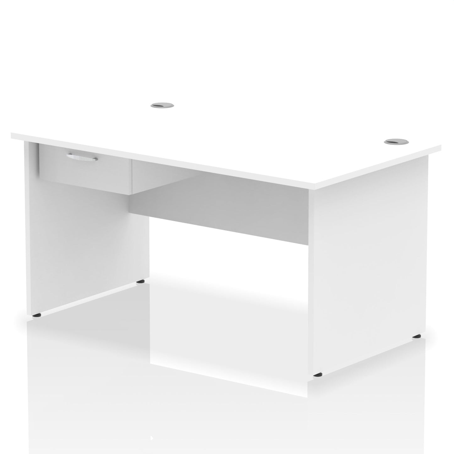 Impulse Panel End Straight Desk Frame With Single One Drawer Fixed Pedestal - Ergometric