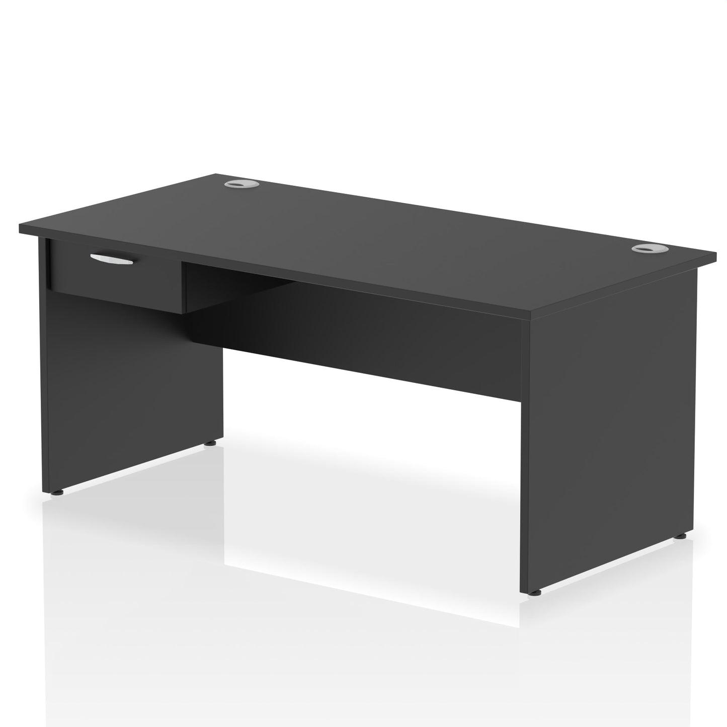 Impulse Panel End Straight Desk Frame With Single One Drawer Fixed Pedestal - Ergometric