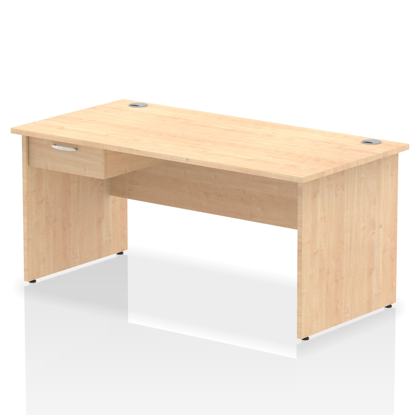 Impulse Panel End Straight Desk Frame With Single One Drawer Fixed Pedestal - Ergometric