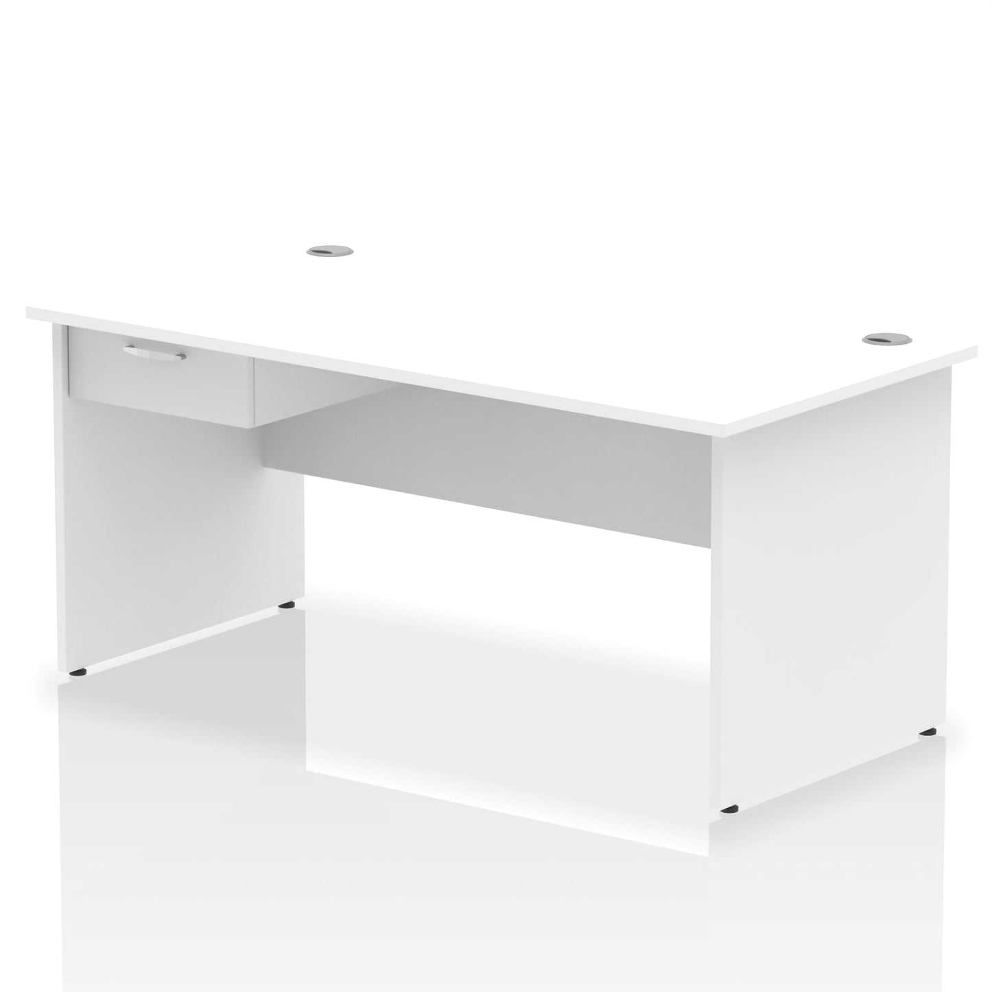 Impulse Panel End Straight Desk Frame With Single One Drawer Fixed Pedestal - Ergometric