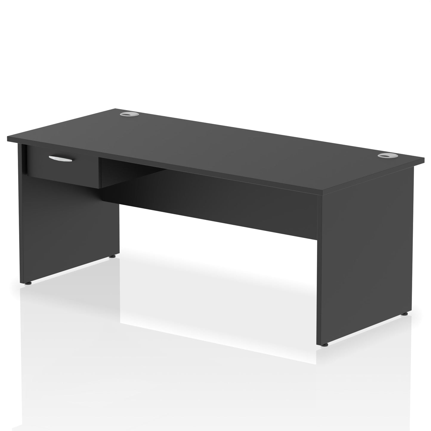 Impulse Panel End Straight Desk Frame With Single One Drawer Fixed Pedestal - Ergometric