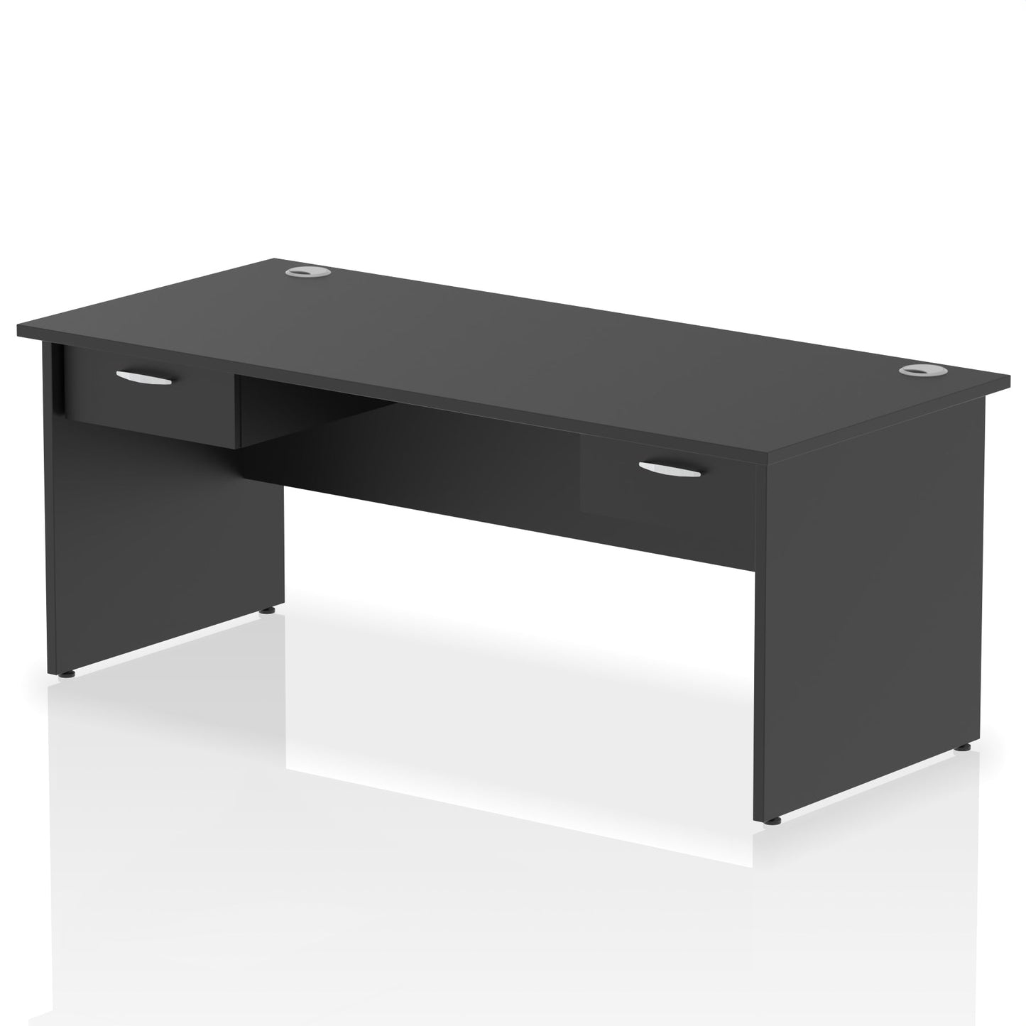 Impulse Panel End Straight Desk Frame With Two One Drawer Fixed Pedestals - Ergometric