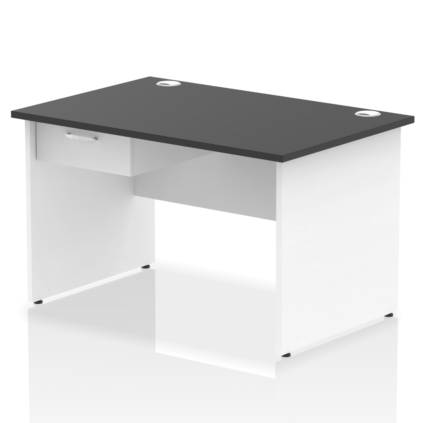 Impulse Panel End Straight Desk Frame With Single One Drawer Fixed Pedestal - Ergometric