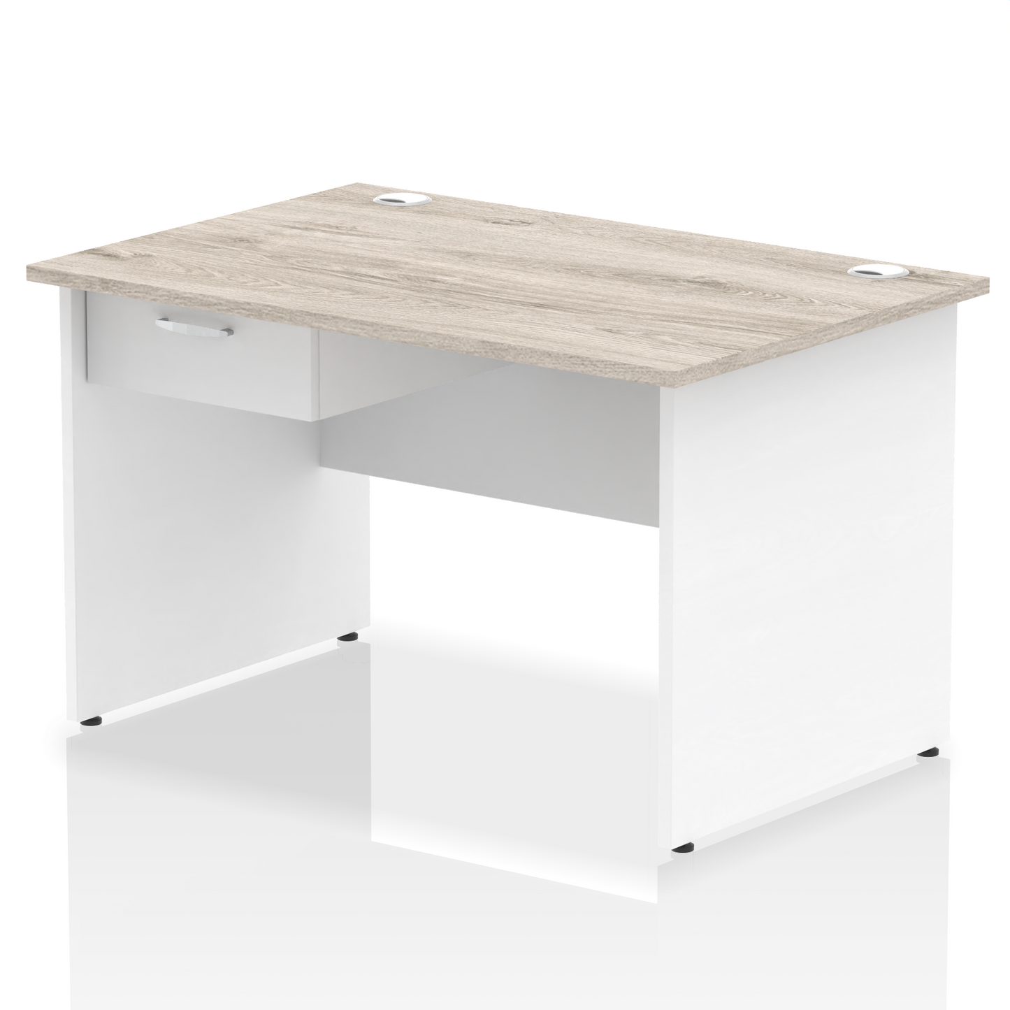 Impulse Panel End Straight Desk Frame With Single One Drawer Fixed Pedestal - Ergometric