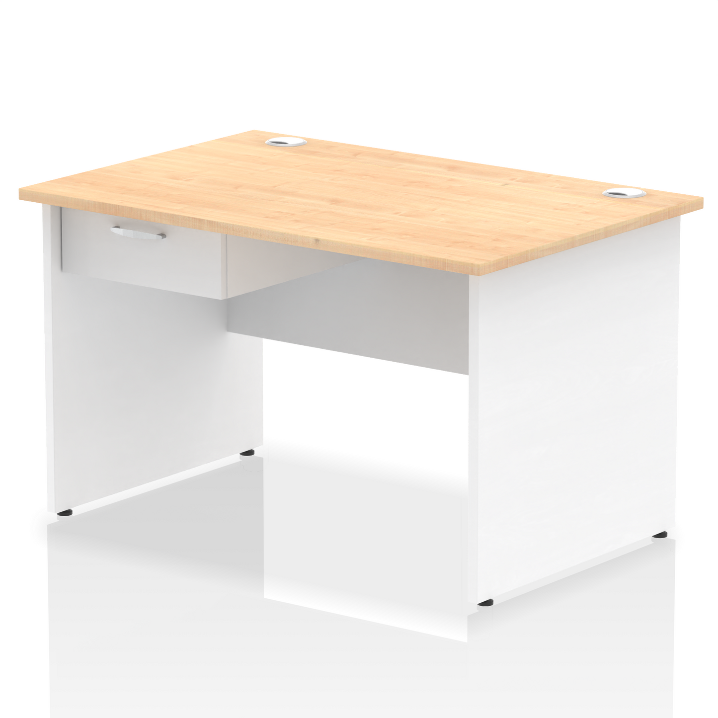 Impulse Panel End Straight Desk Frame With Single One Drawer Fixed Pedestal - Ergometric