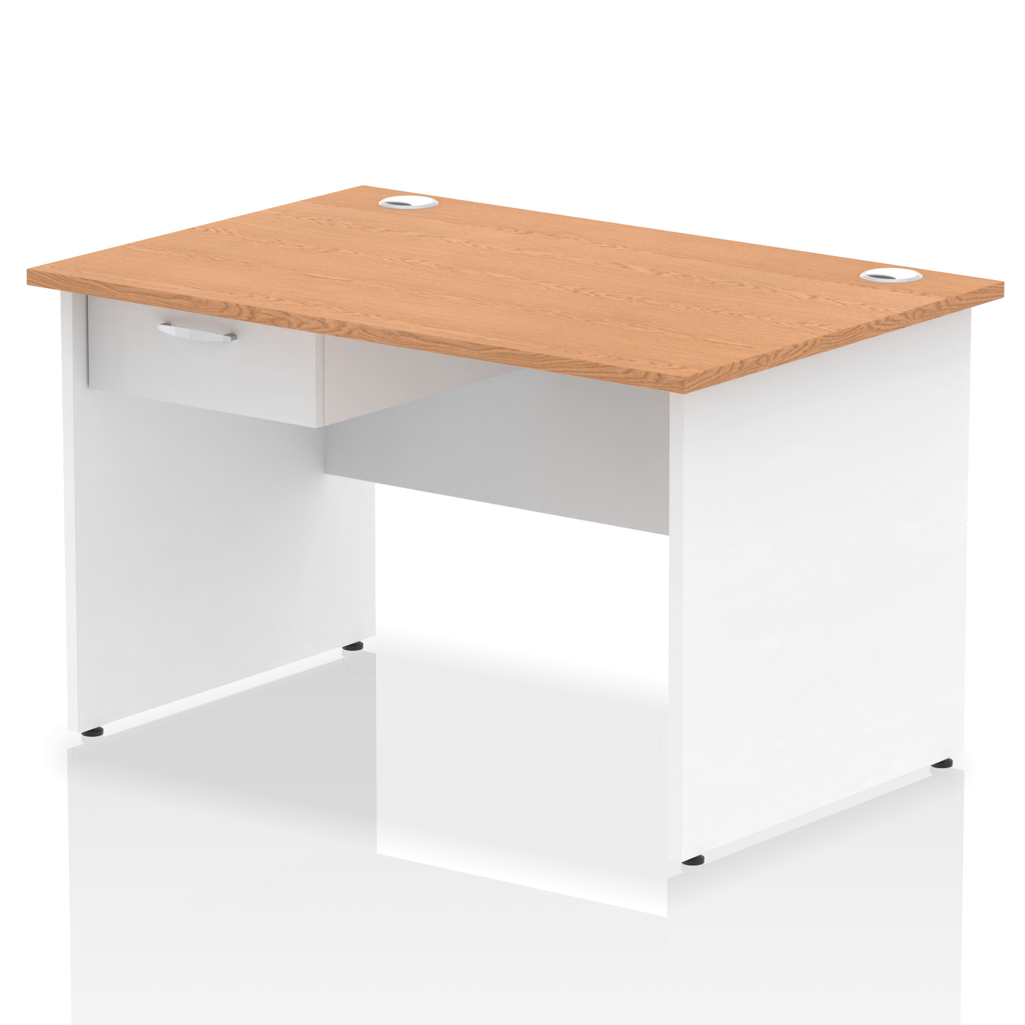 Impulse Panel End Straight Desk Frame With Single One Drawer Fixed Pedestal - Ergometric