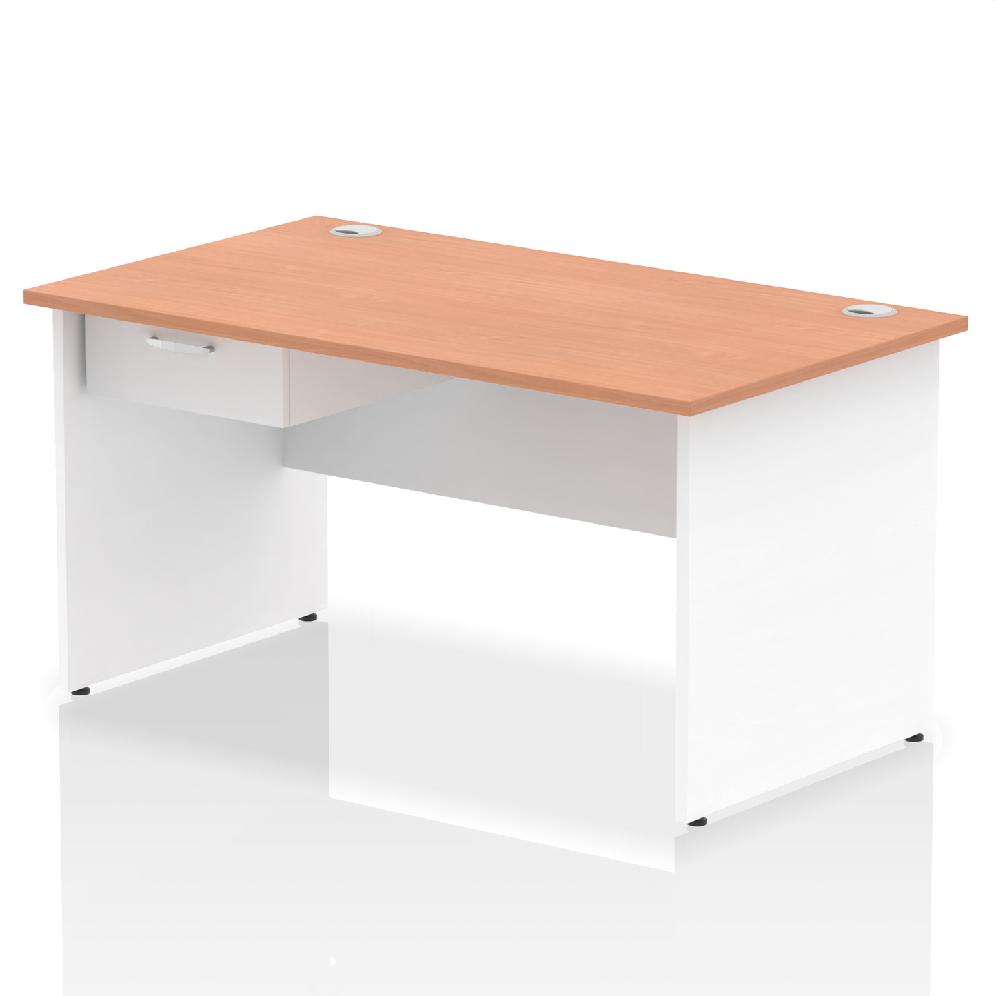 Impulse Panel End Straight Desk Frame With Single One Drawer Fixed Pedestal - Ergometric