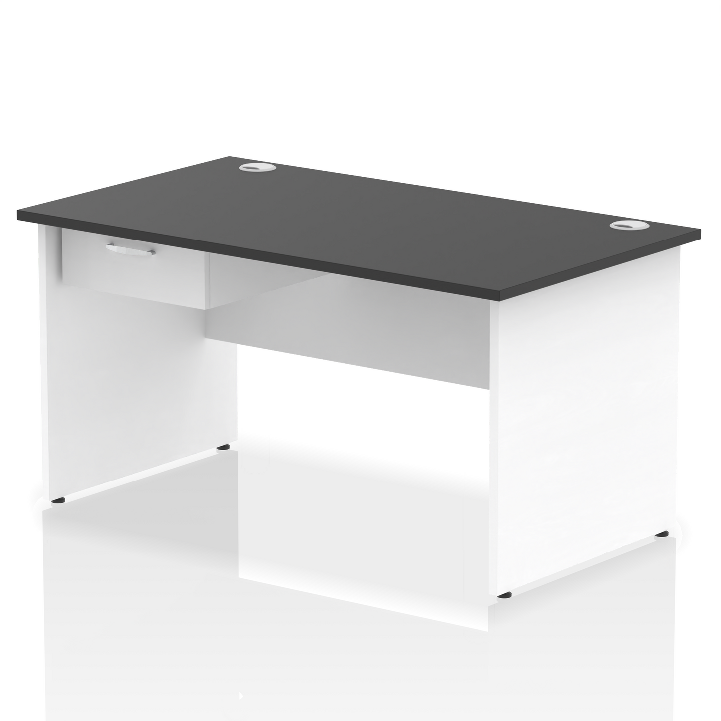 Impulse Panel End Straight Desk Frame With Single One Drawer Fixed Pedestal - Ergometric