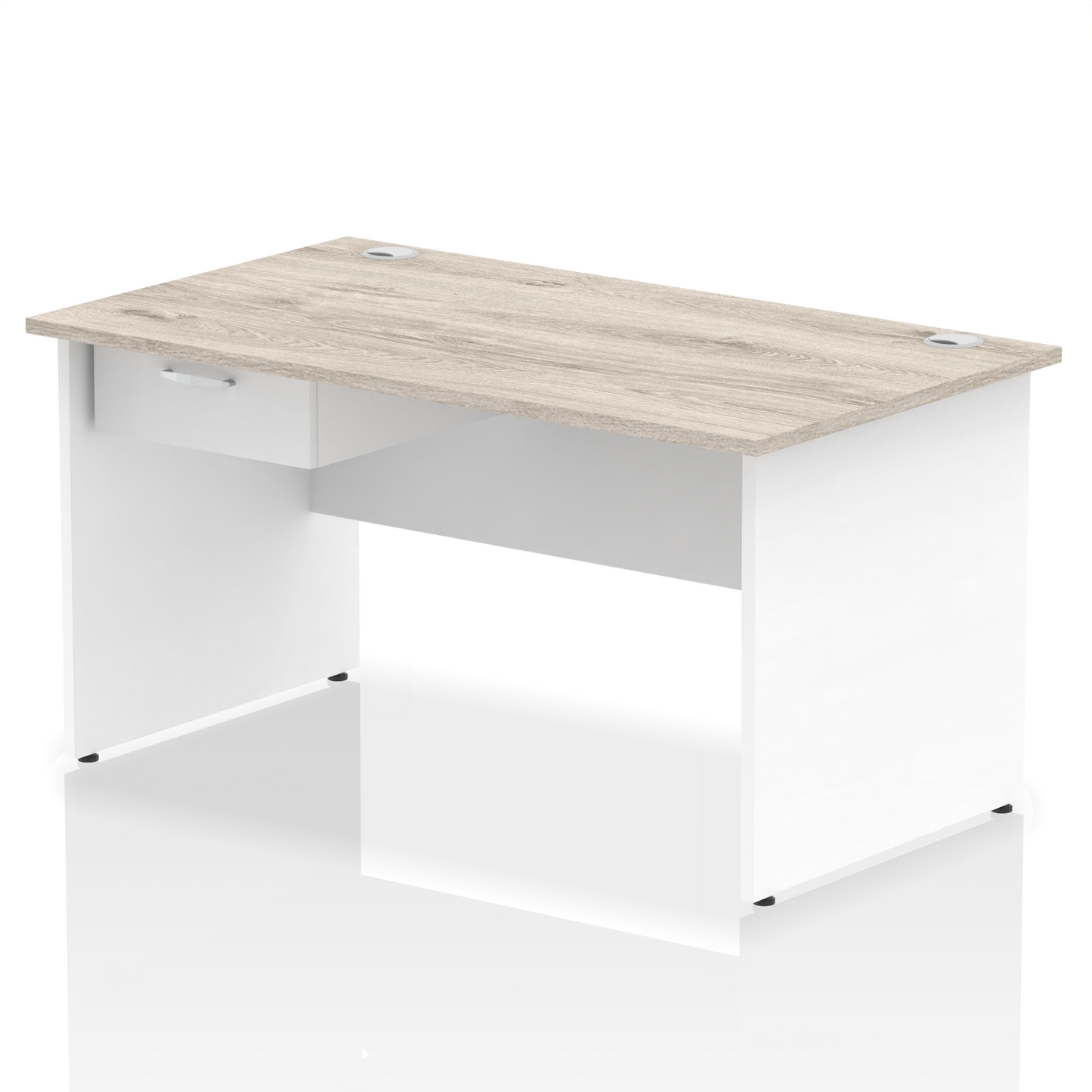 Impulse Panel End Straight Desk Frame With Single One Drawer Fixed Pedestal - Ergometric