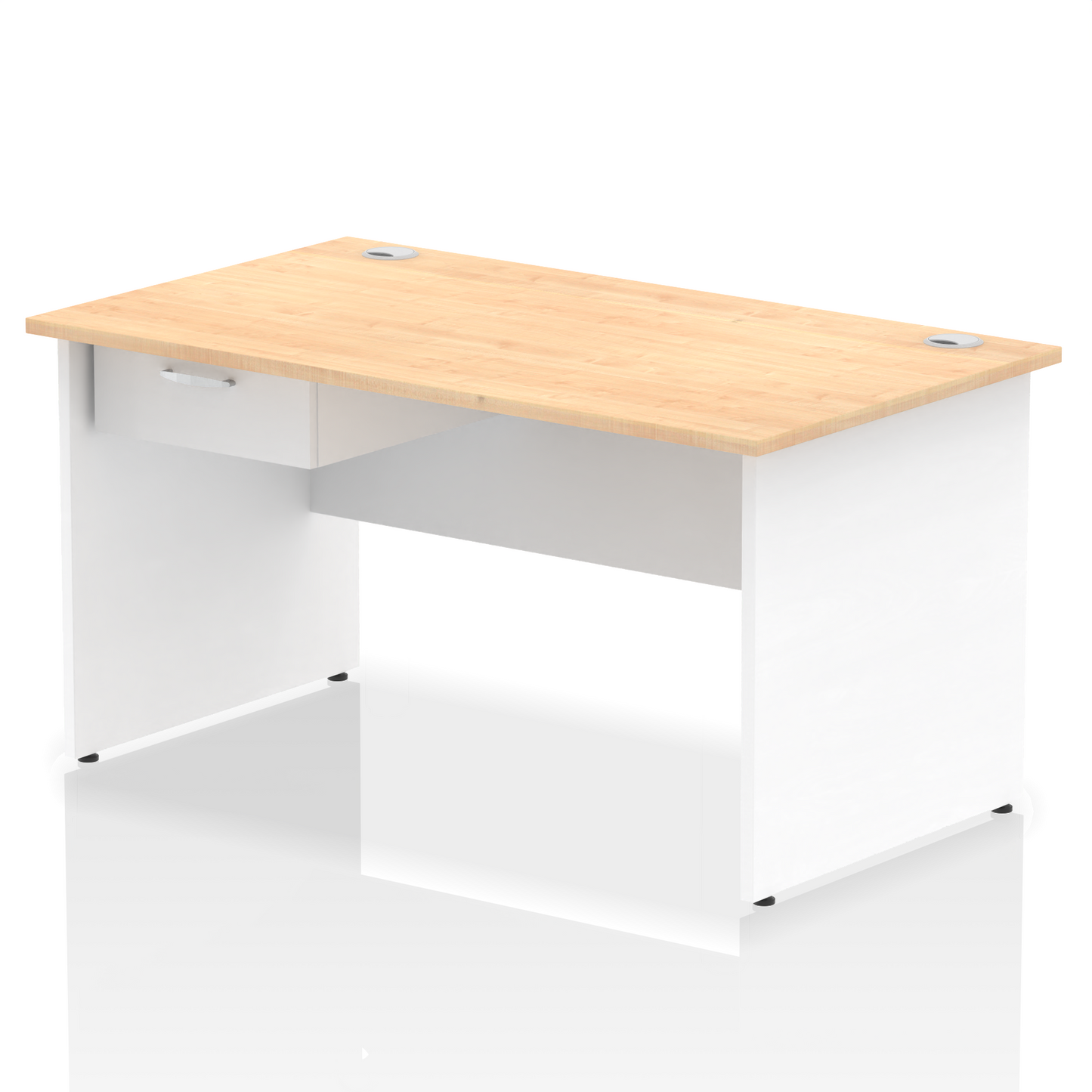 Impulse Panel End Straight Desk Frame With Single One Drawer Fixed Pedestal - Ergometric