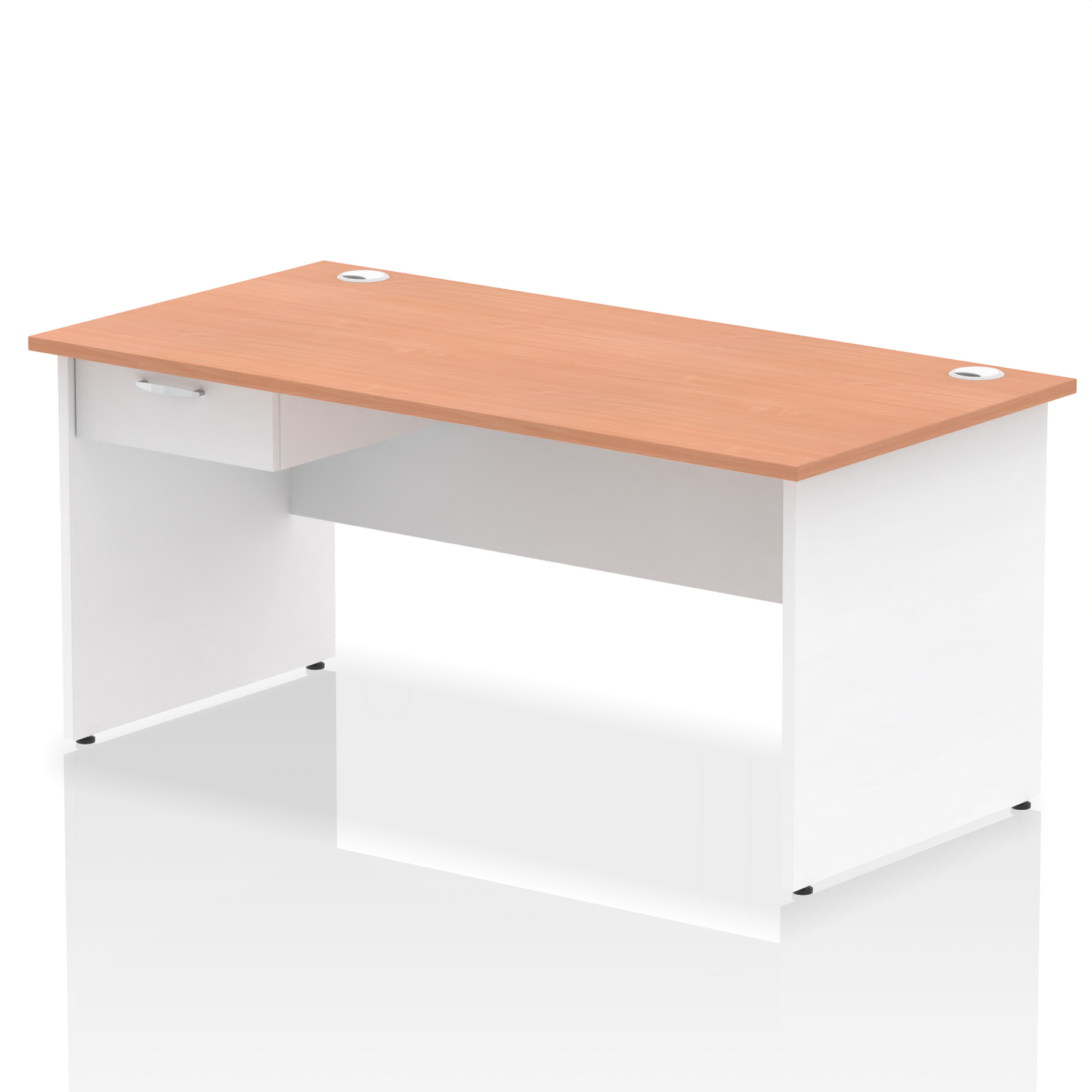 Impulse Panel End Straight Desk Frame With Single One Drawer Fixed Pedestal - Ergometric