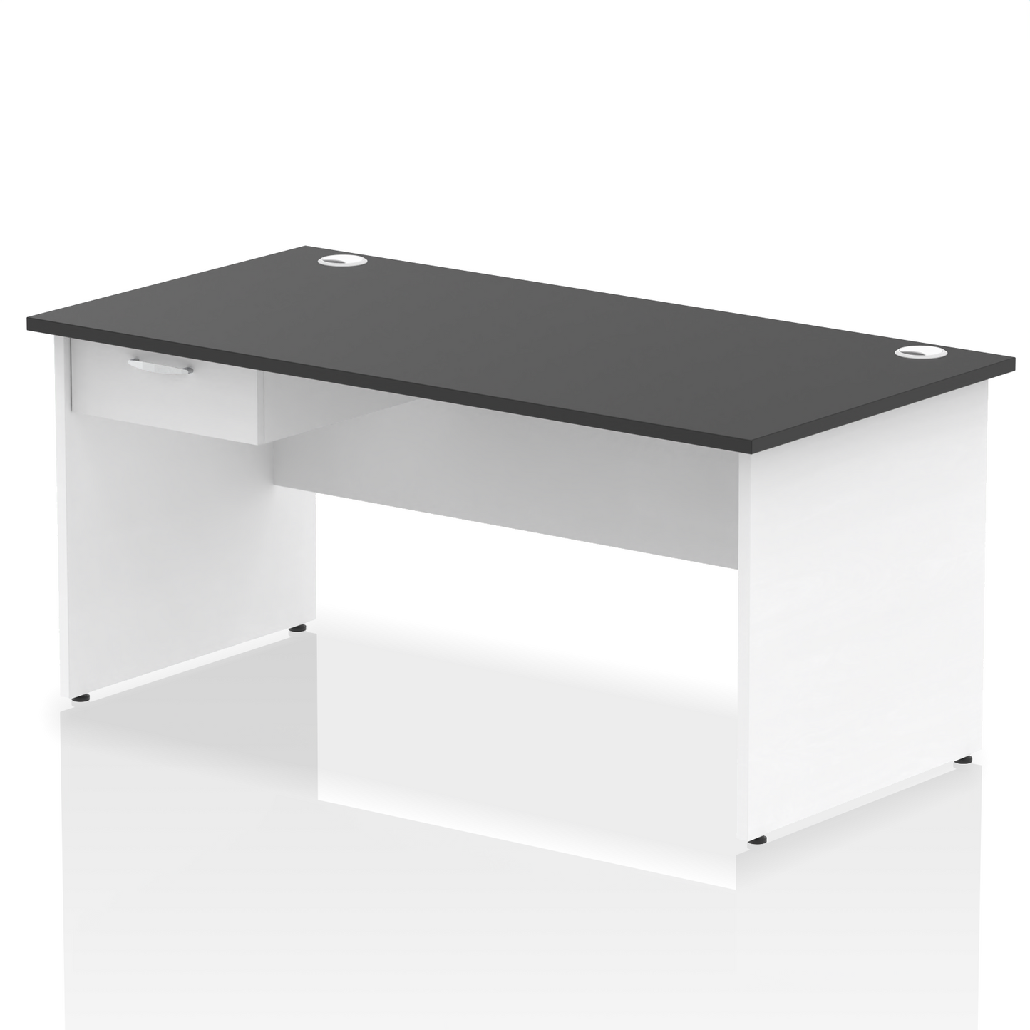 Impulse Panel End Straight Desk Frame With Single One Drawer Fixed Pedestal - Ergometric