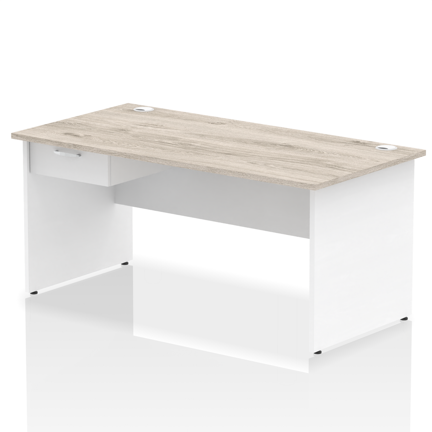 Impulse Panel End Straight Desk Frame With Single One Drawer Fixed Pedestal - Ergometric