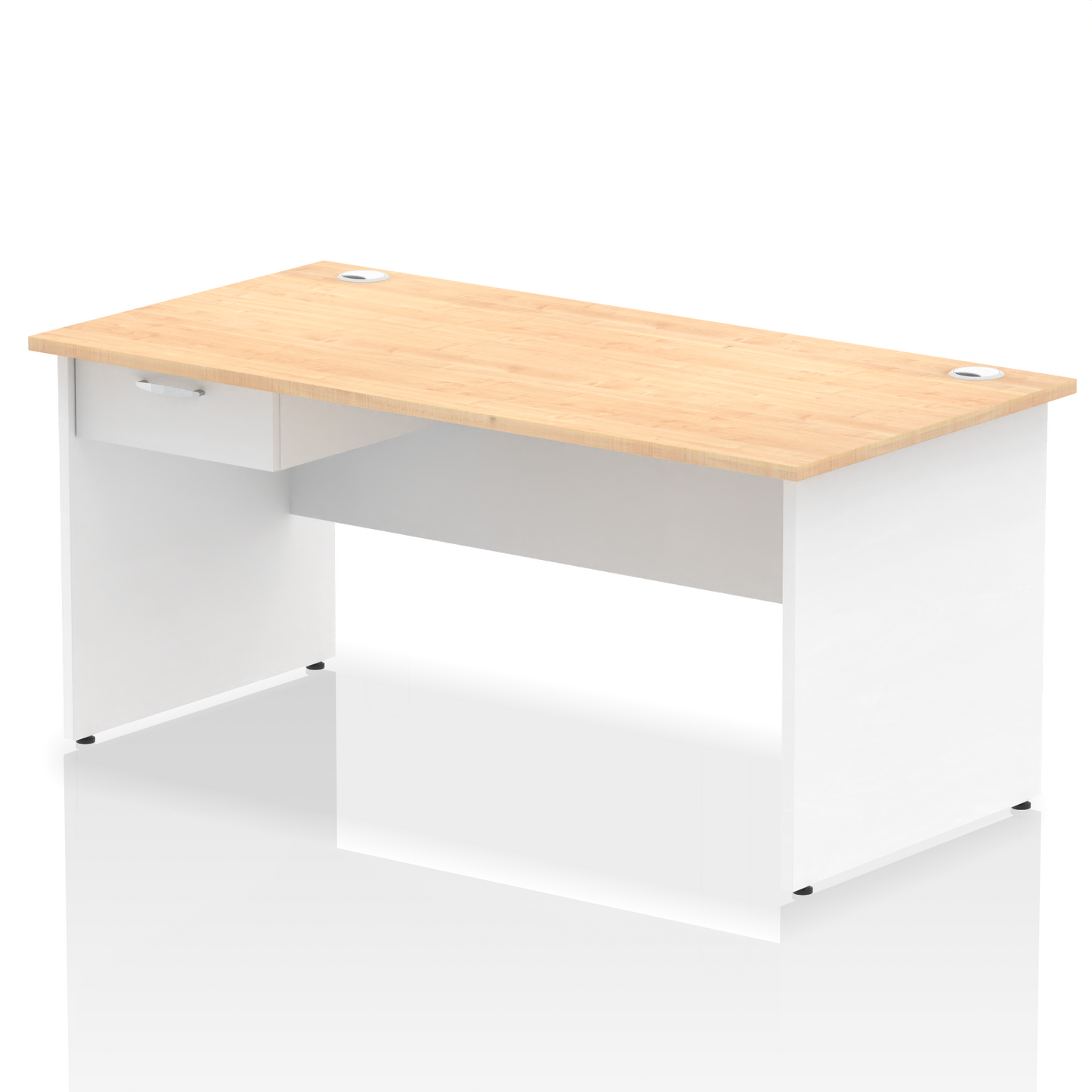 Impulse Panel End Straight Desk Frame With Single One Drawer Fixed Pedestal - Ergometric