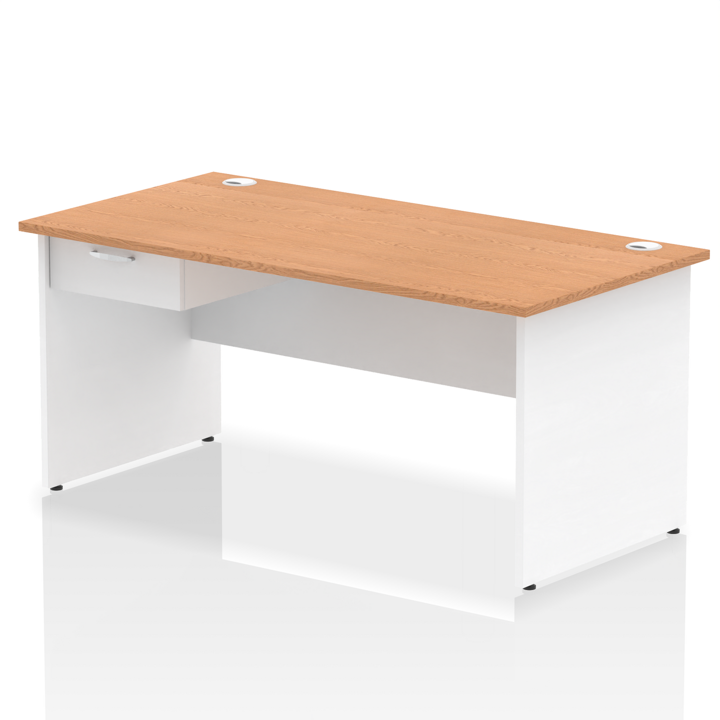 Impulse Panel End Straight Desk Frame With Single One Drawer Fixed Pedestal - Ergometric