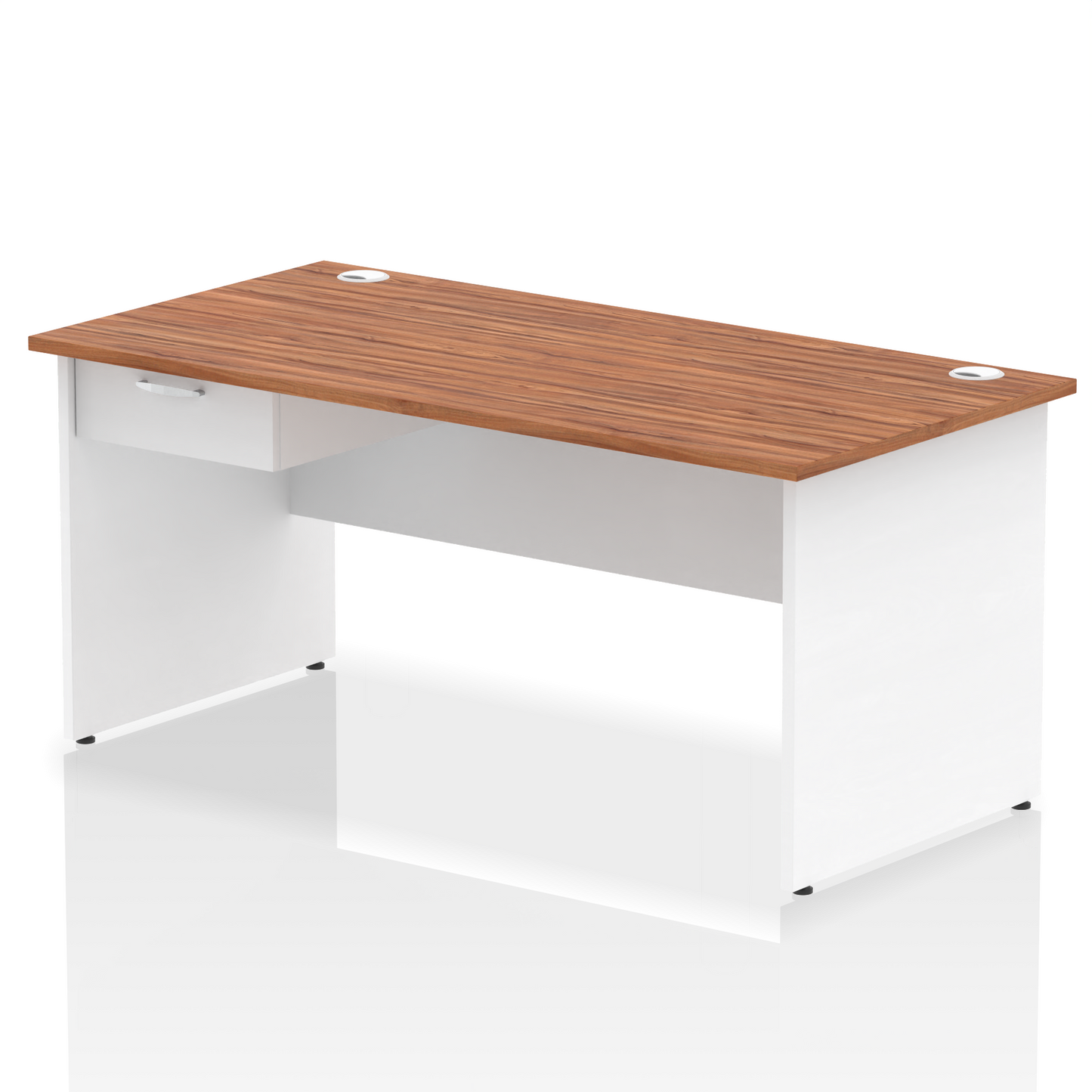 Impulse Panel End Straight Desk Frame With Single One Drawer Fixed Pedestal - Ergometric