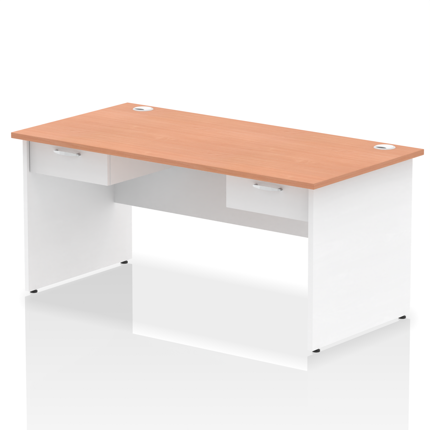 Impulse Panel End Straight Desk Frame With Two One Drawer Fixed Pedestals - Ergometric