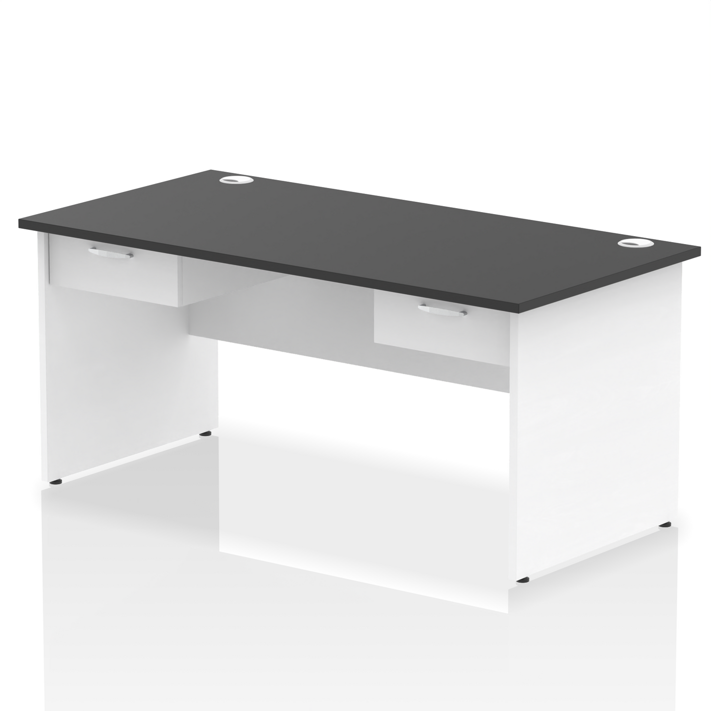 Impulse Panel End Straight Desk Frame With Two One Drawer Fixed Pedestals - Ergometric