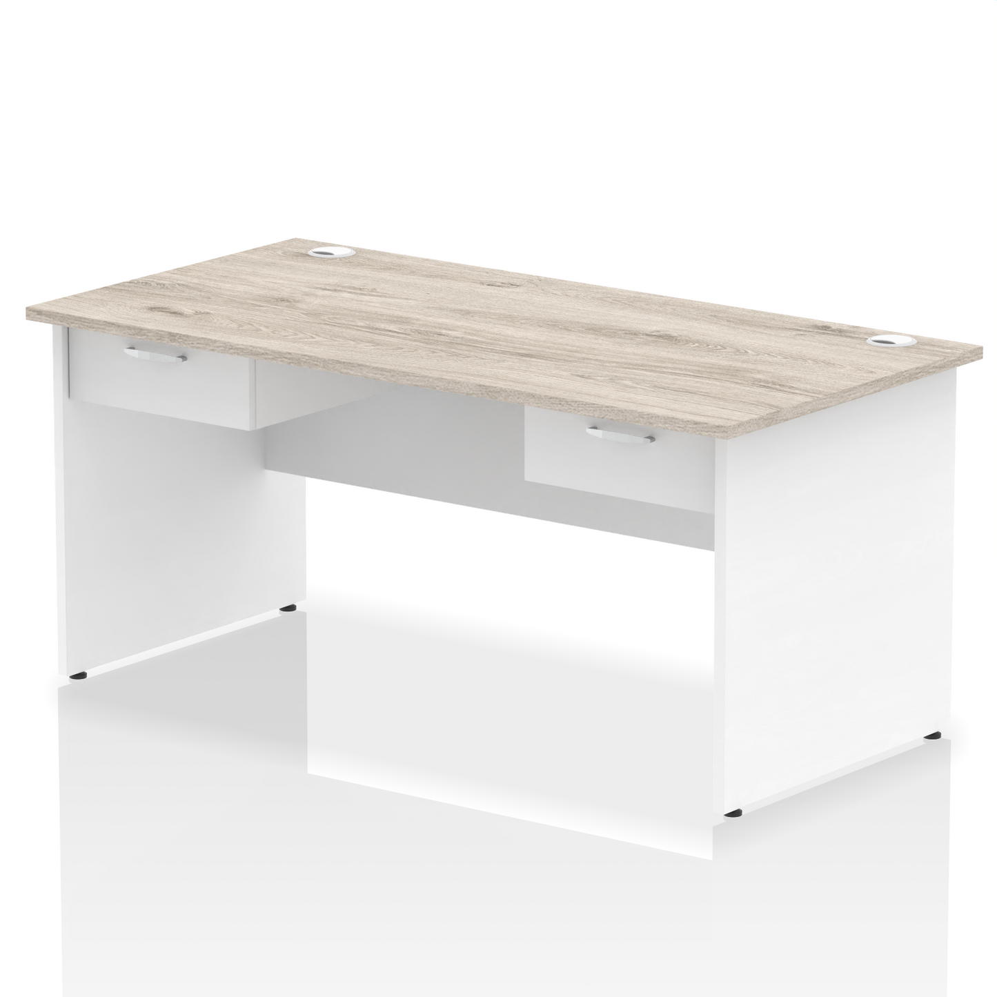 Impulse Panel End Straight Desk Frame With Two One Drawer Fixed Pedestals - Ergometric