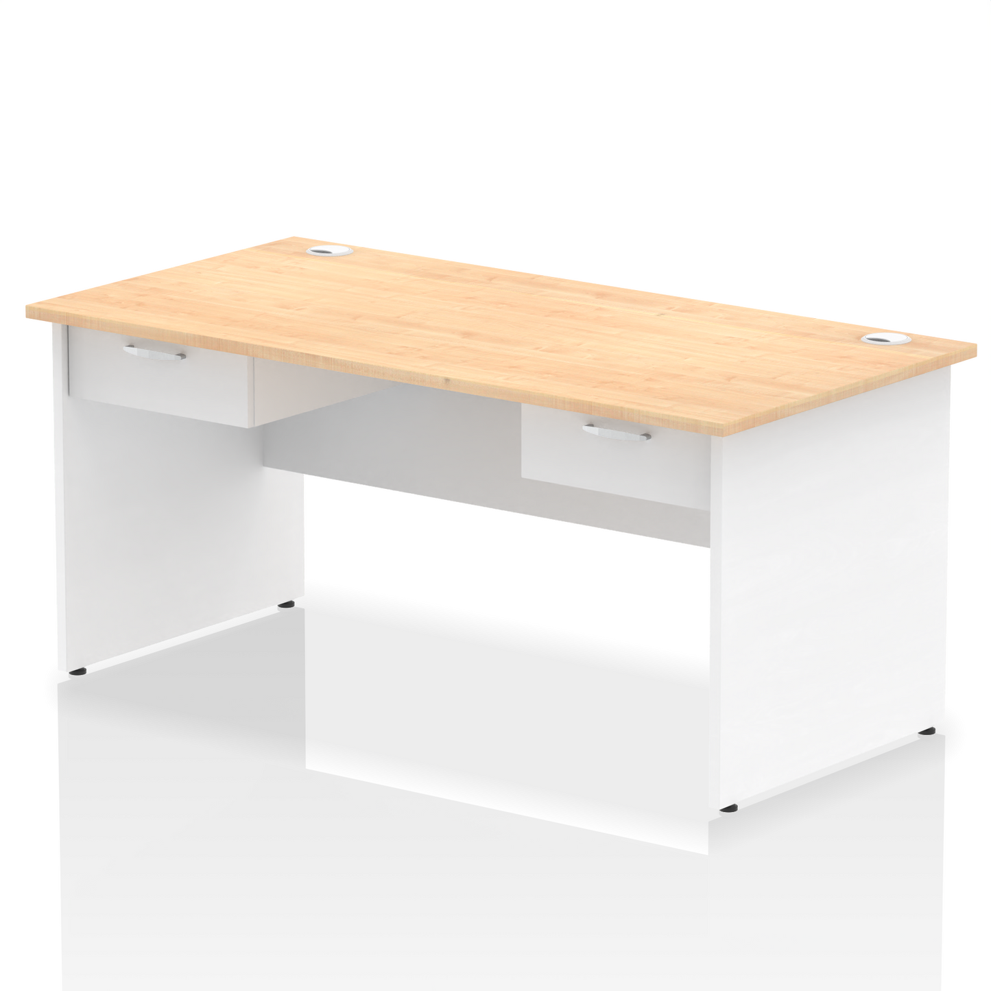 Impulse Panel End Straight Desk Frame With Two One Drawer Fixed Pedestals - Ergometric