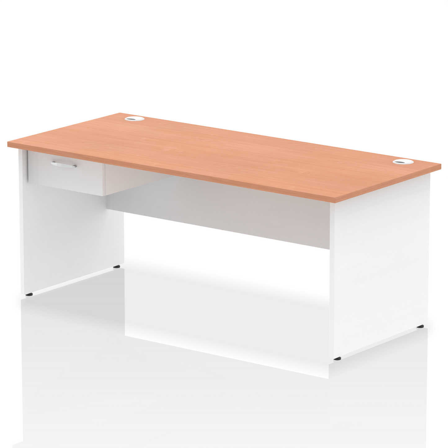 Impulse Panel End Straight Desk Frame With Single One Drawer Fixed Pedestal - Ergometric