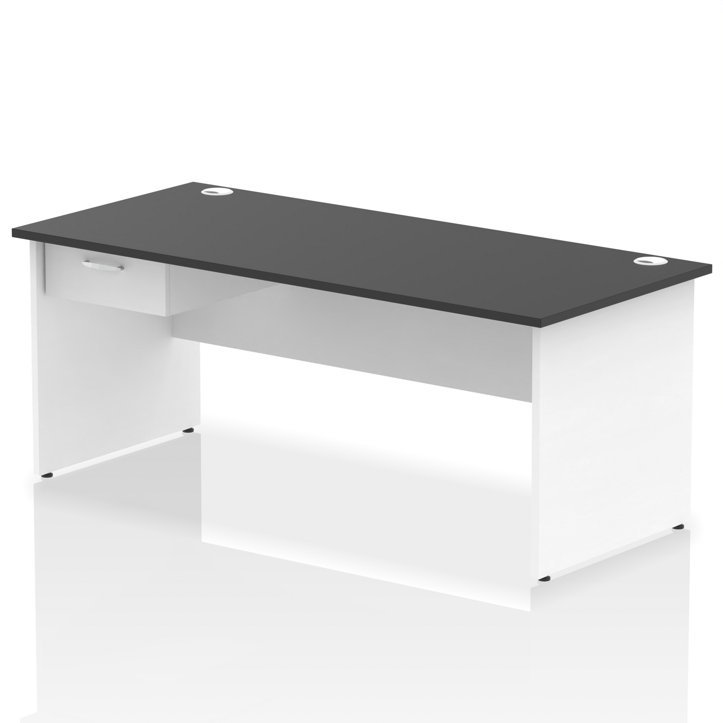 Impulse Panel End Straight Desk Frame With Single One Drawer Fixed Pedestal - Ergometric